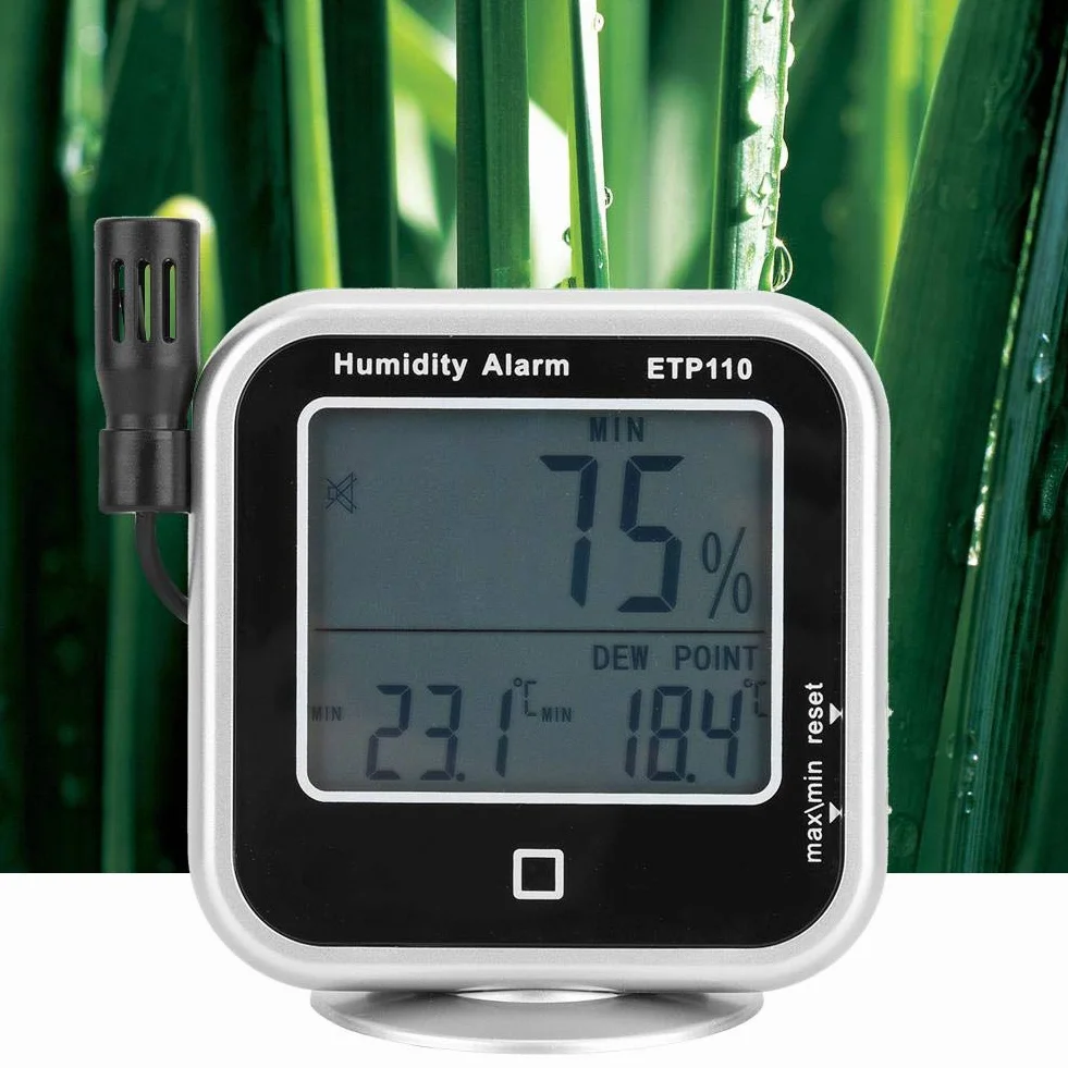 Akozon ETP110 Termoigrometro Digitale, Misuratore Punto di Rugiada Umidità con Allarme LED