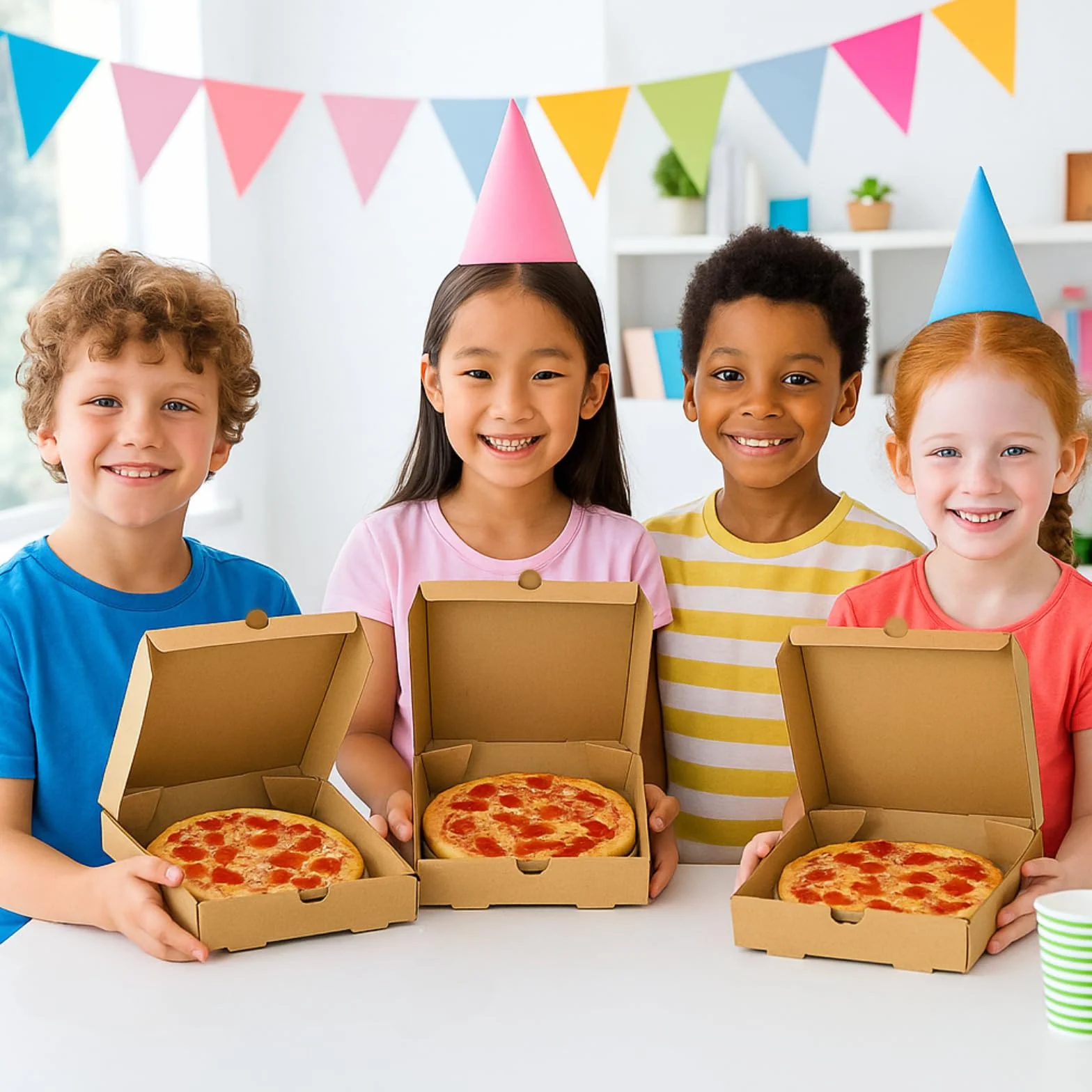 ZENFUN 40 mini scatole per pizza in carta kraft 18 x 18 x 3 cm ondulate contenitori da asporto
