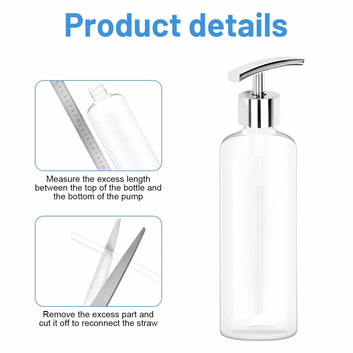 2 Pcs Pompa Dispenser di Sapone, Pompa di Ricambio 28 mm, Erogatore Sapone Liquido con Tubo Flessibile per Bagno Shampoo Doccia Gel