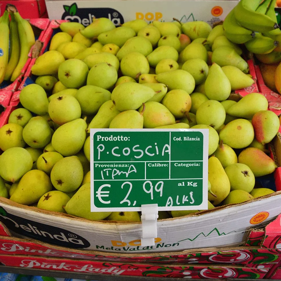 FERLABEL KIT 50 PEZZI LAVAGNETTA CANCELLABILE ORTOFRUTTA + 50 MOLLETTE + 1 PENNARELLO AD ACQUA