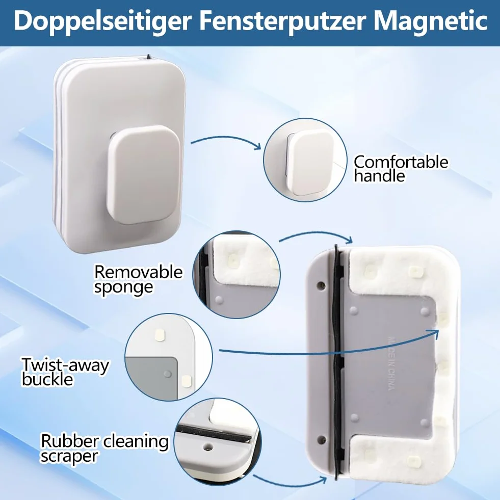 Pulitore magnetico per finestre lavavetri 3-8 mm