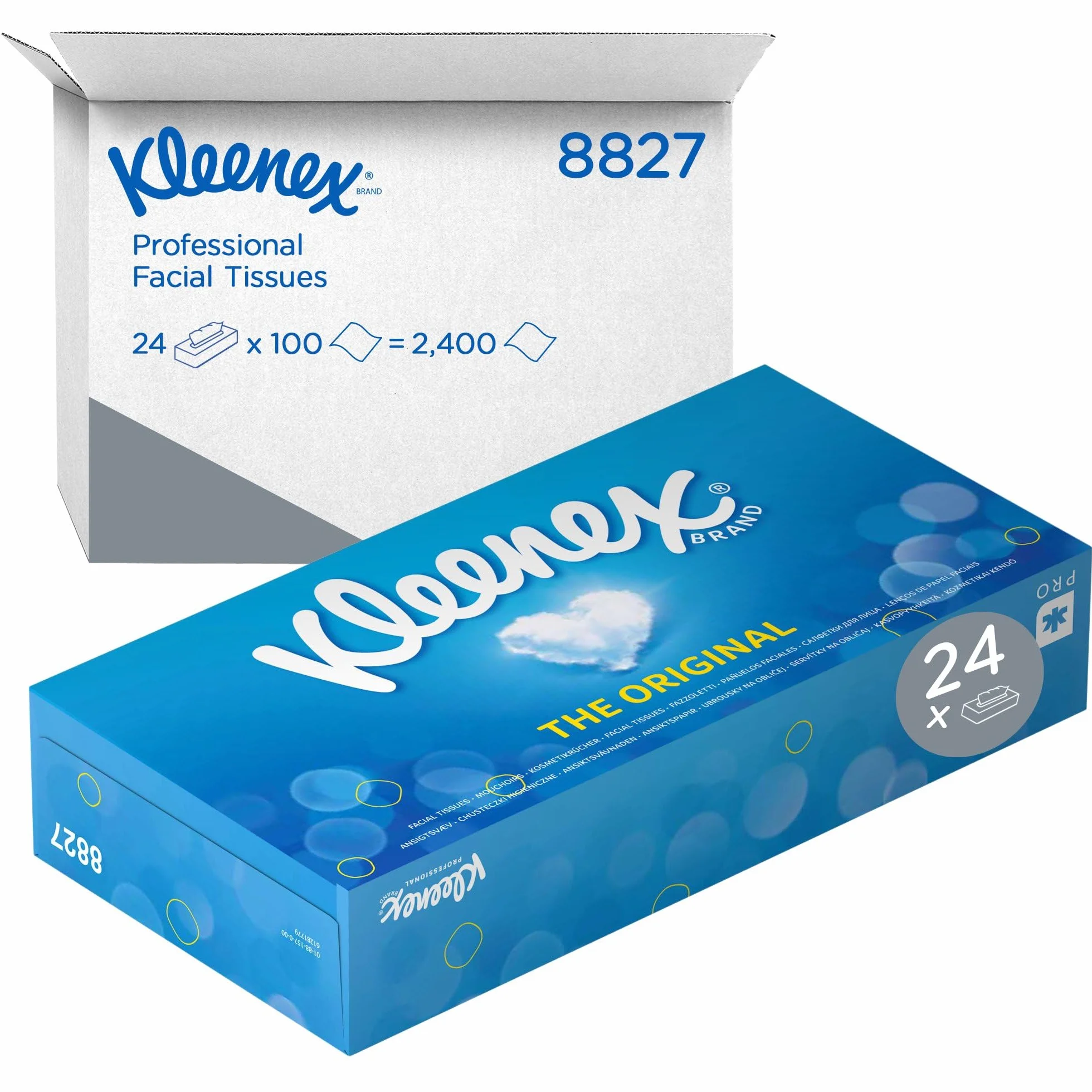 Kleenex Scatole di veline 8827, 24 scatole da 100 strappi, 2 veli, Bianco