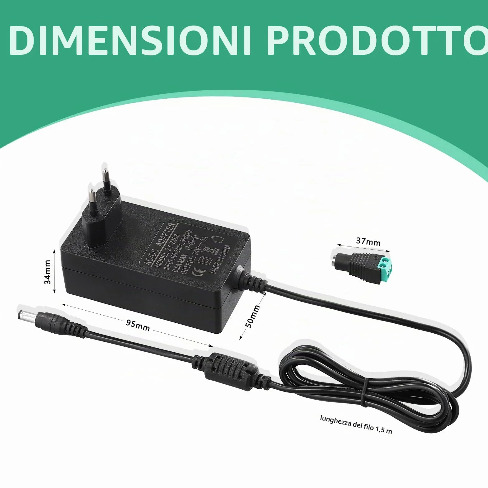 Trasformatore Universale 24V 3A 72W Alimentatore CA a CC Driver LED per Strisce