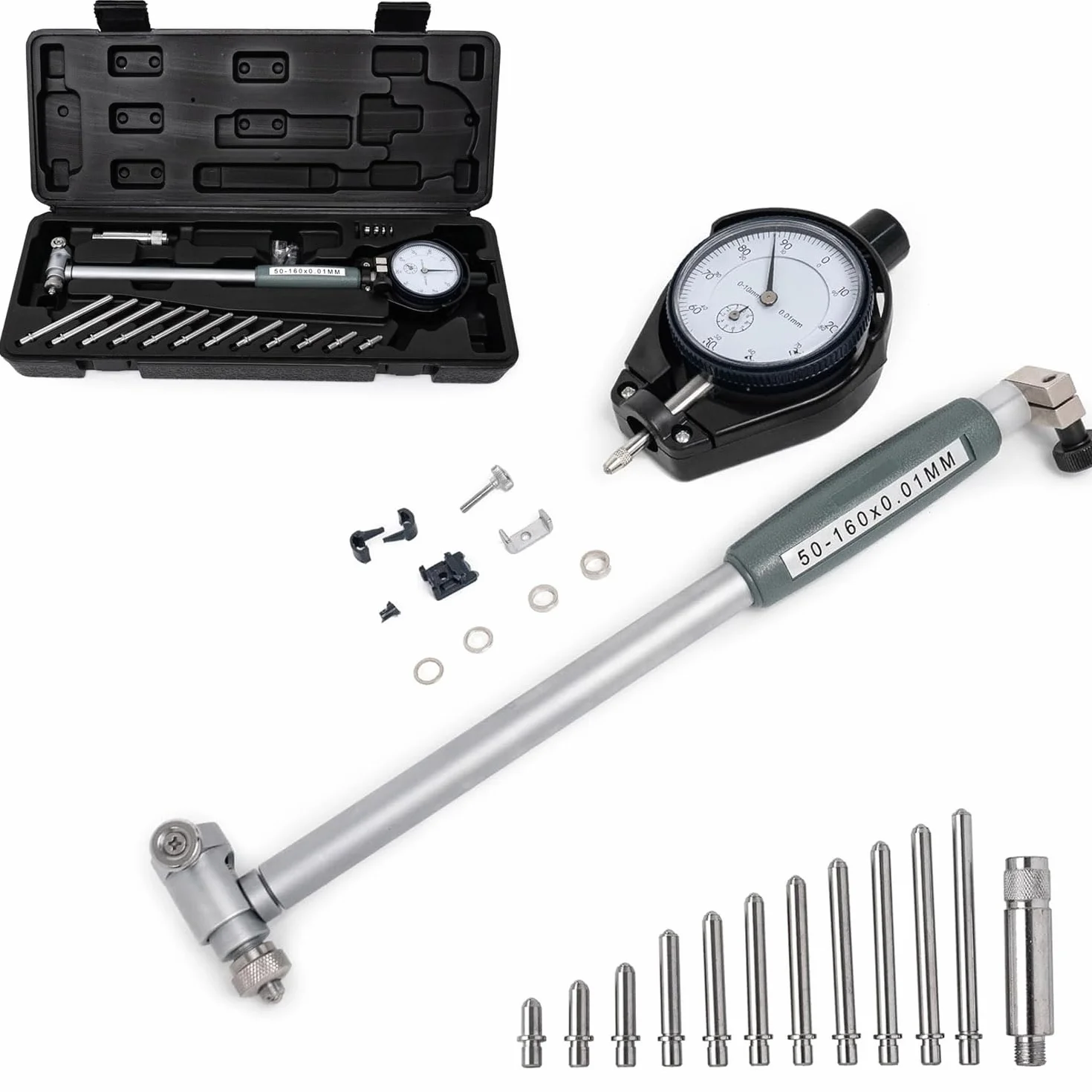Misuratore Diametro Interno 50-160 mm 0.01 mm con Sonde per Cilindri Motori