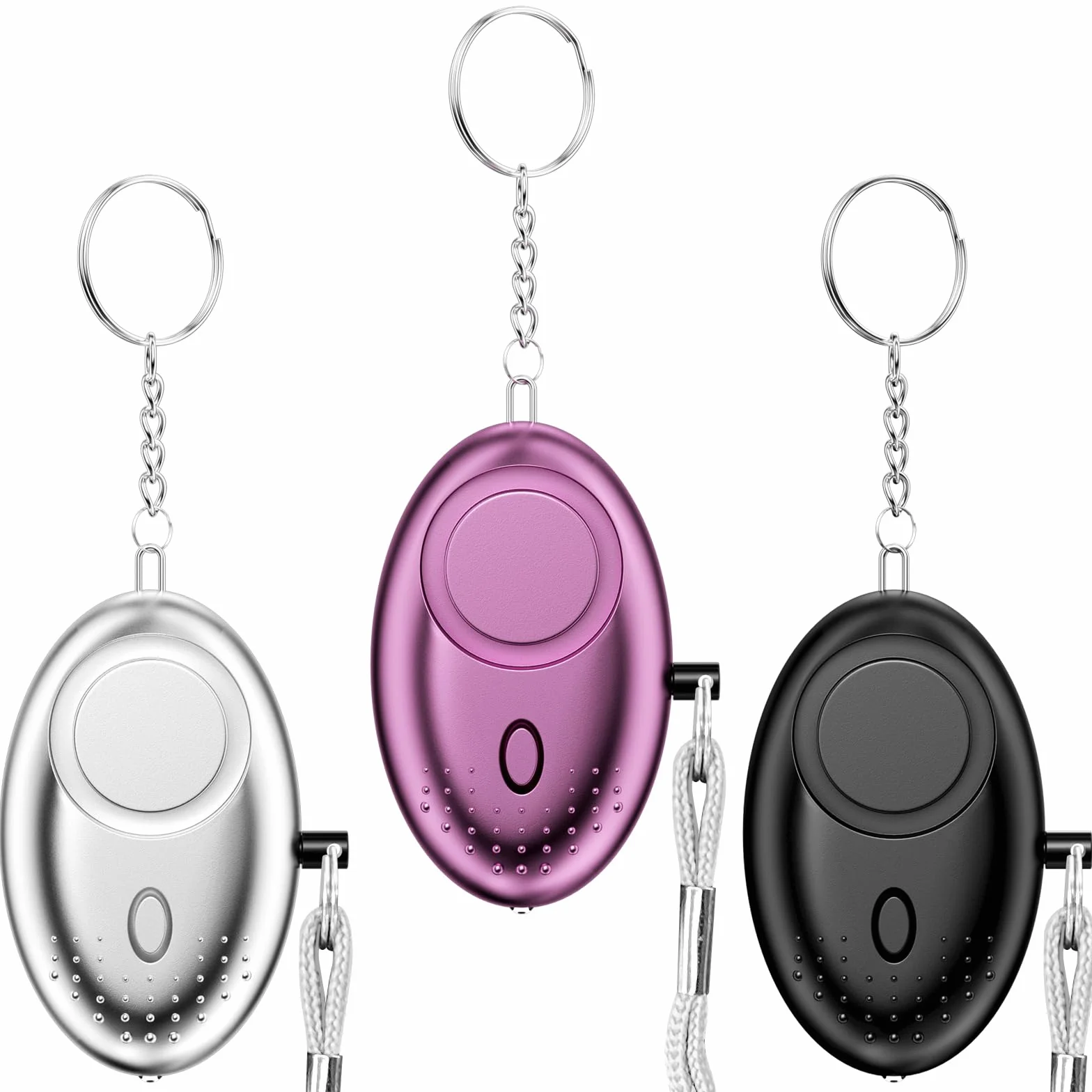 Gvolatee 3 Packs portachiavi autodifesa, 130DB portachiavi difesa personale, allarme antiaggressione con Luce LED, personal safety alarm, dispositivi di protezione personale per Donne, Bambini