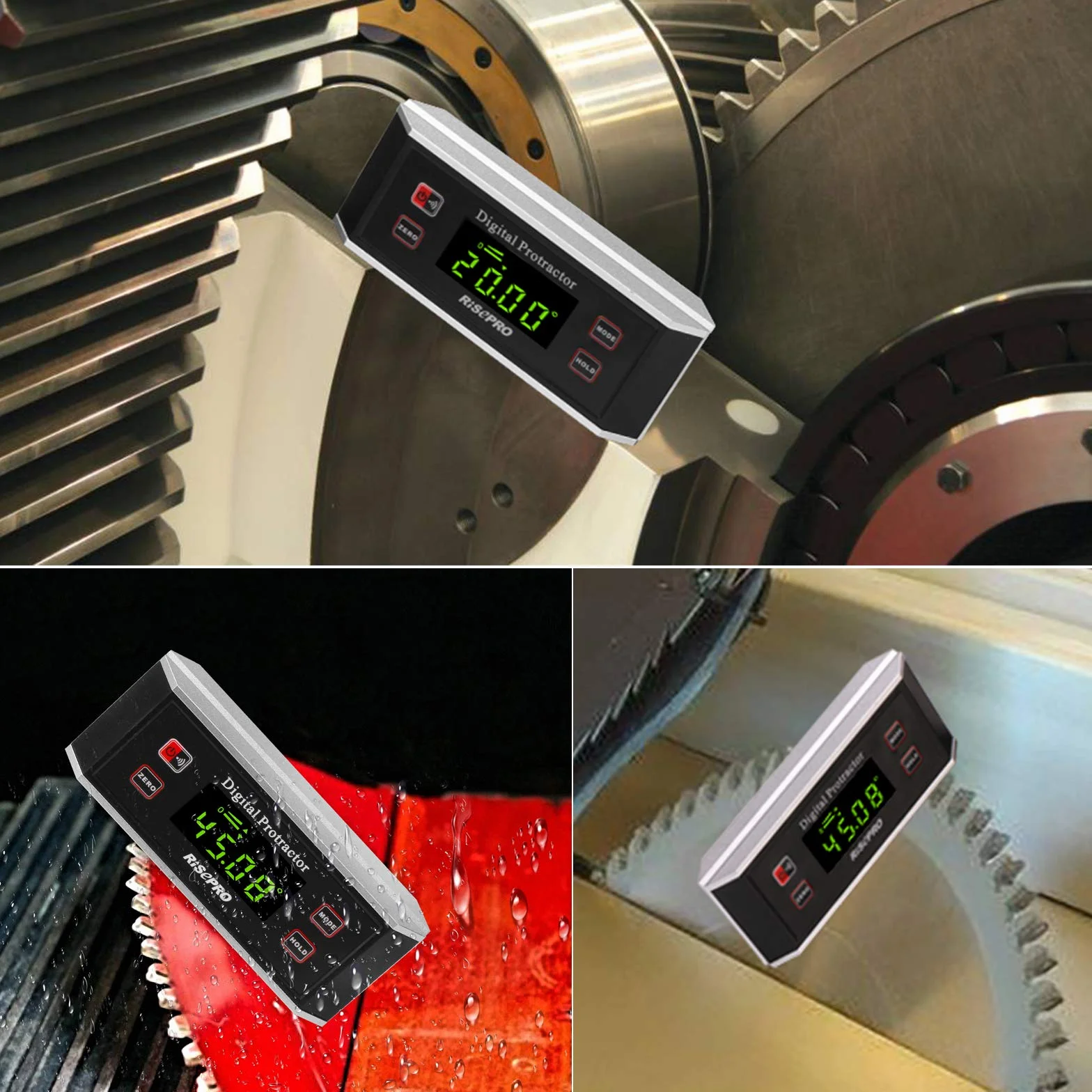 Risepro® Inclinometro digitale magnetico 0~360 gradi con retroilluminazione 82413B