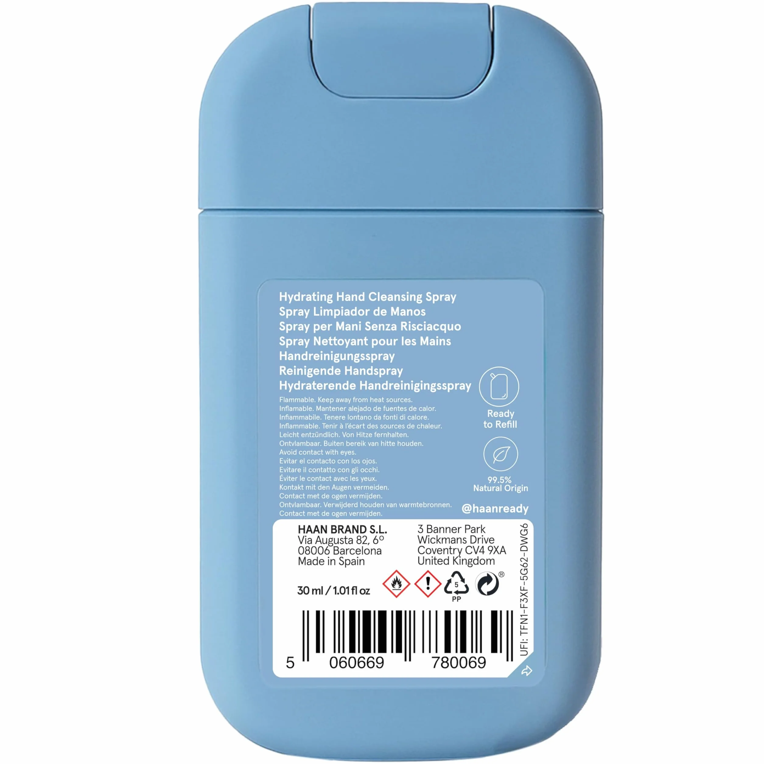 Haan Spray idratante per le mani con aloe vera confezione da 3 Sunset Fleur