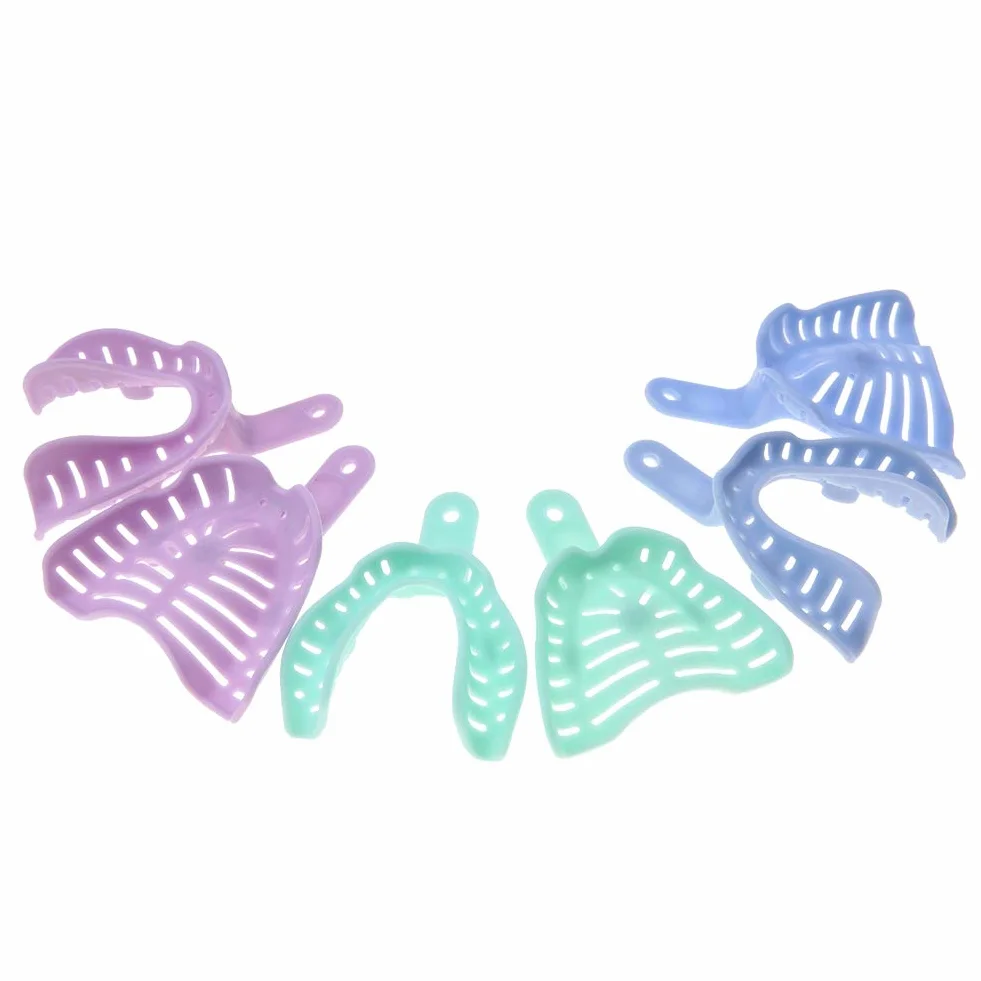 Vassoio dentale, 6 pezzi di plastica di colore misto per impronte dentali portamateriali per denti