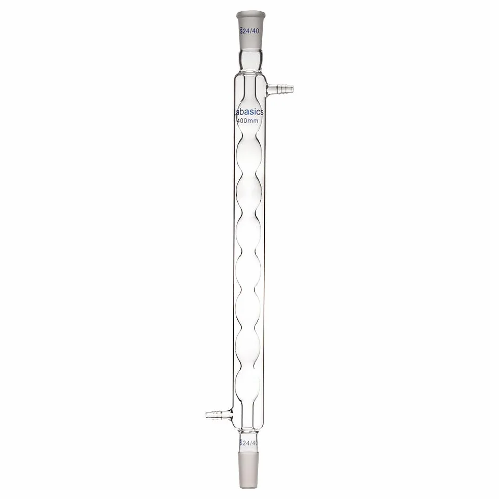 Labasics Borosilicato Vetro Condensatore Allihn con 24/40 Comune e Lunghezza Giacca 400mm, Condensatore in Vetro da Laboratorio Glass Allihn Condenser