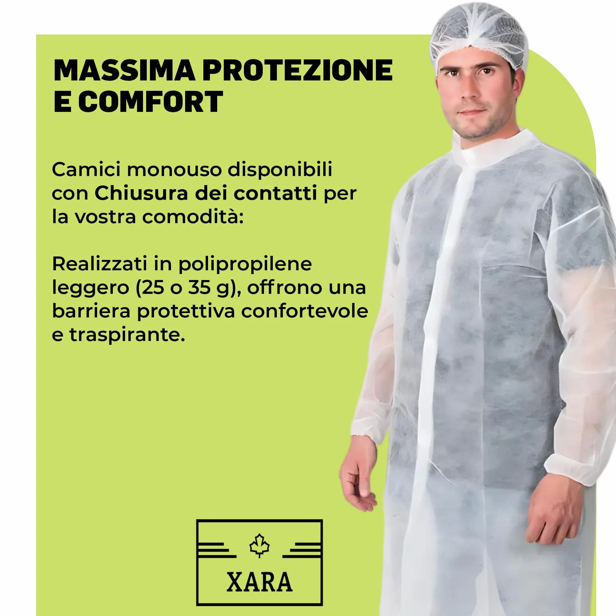 XARA Vestaglia chirurgica monouso XXXL 120 x 152 cm Confezione 10 TNT Polipropilene 35 gr