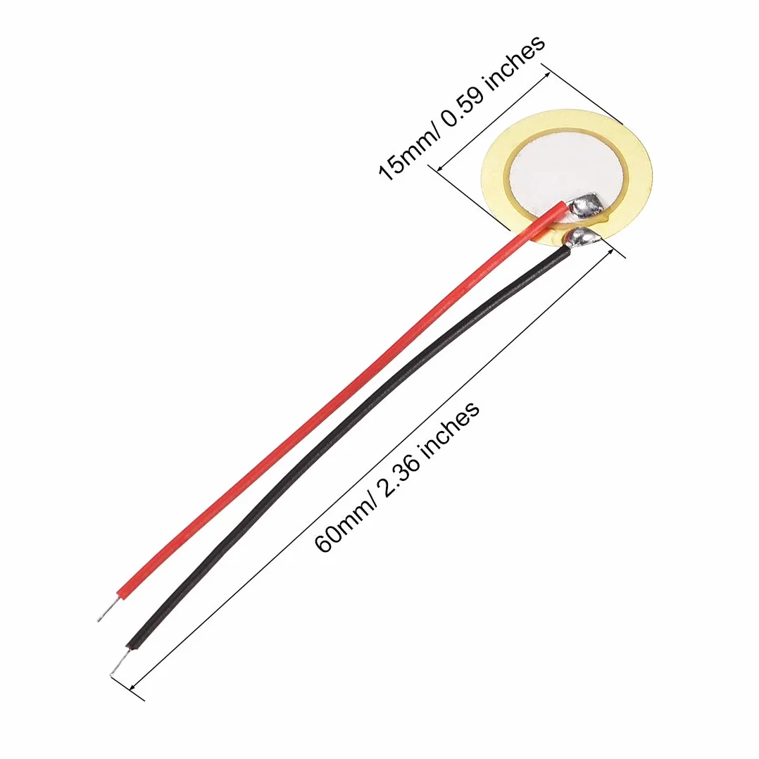 Sourcingmap, 5 dischi piezoelettrici da 15 mm, per trasduttori acustici, per chitarra CBG