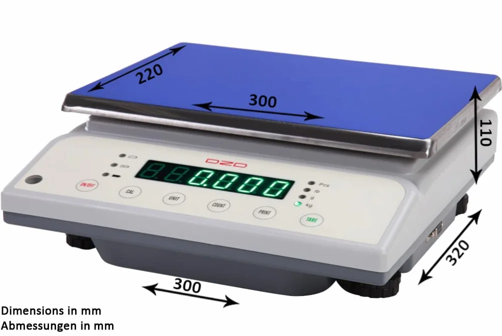 Bilancia da tavolo di precisione DZD 0,1 g 3-30 kg A4 batteria interna