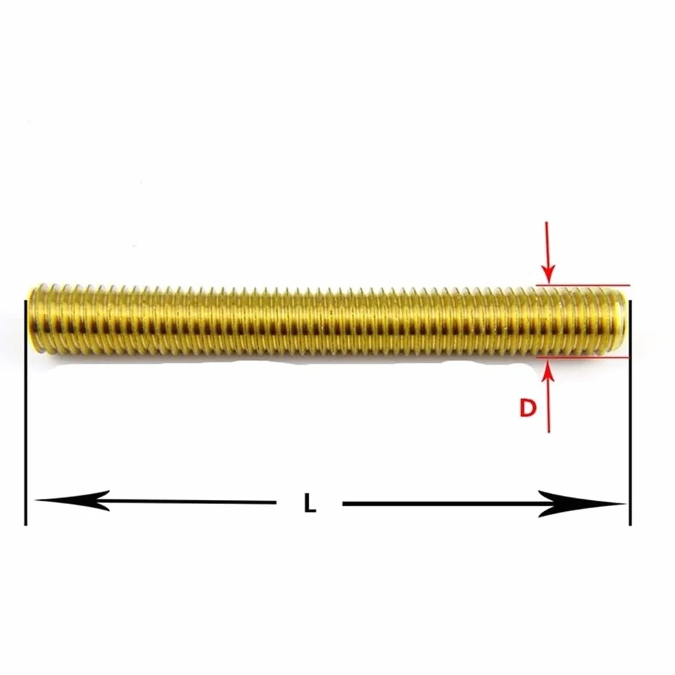 Barra filettata in ottone, M12 M8, perni a barra filettati in ottone massiccio, lunghezza 50-180 mm, perni a barra in ottone, 1 pz.(M12 x 100MM)