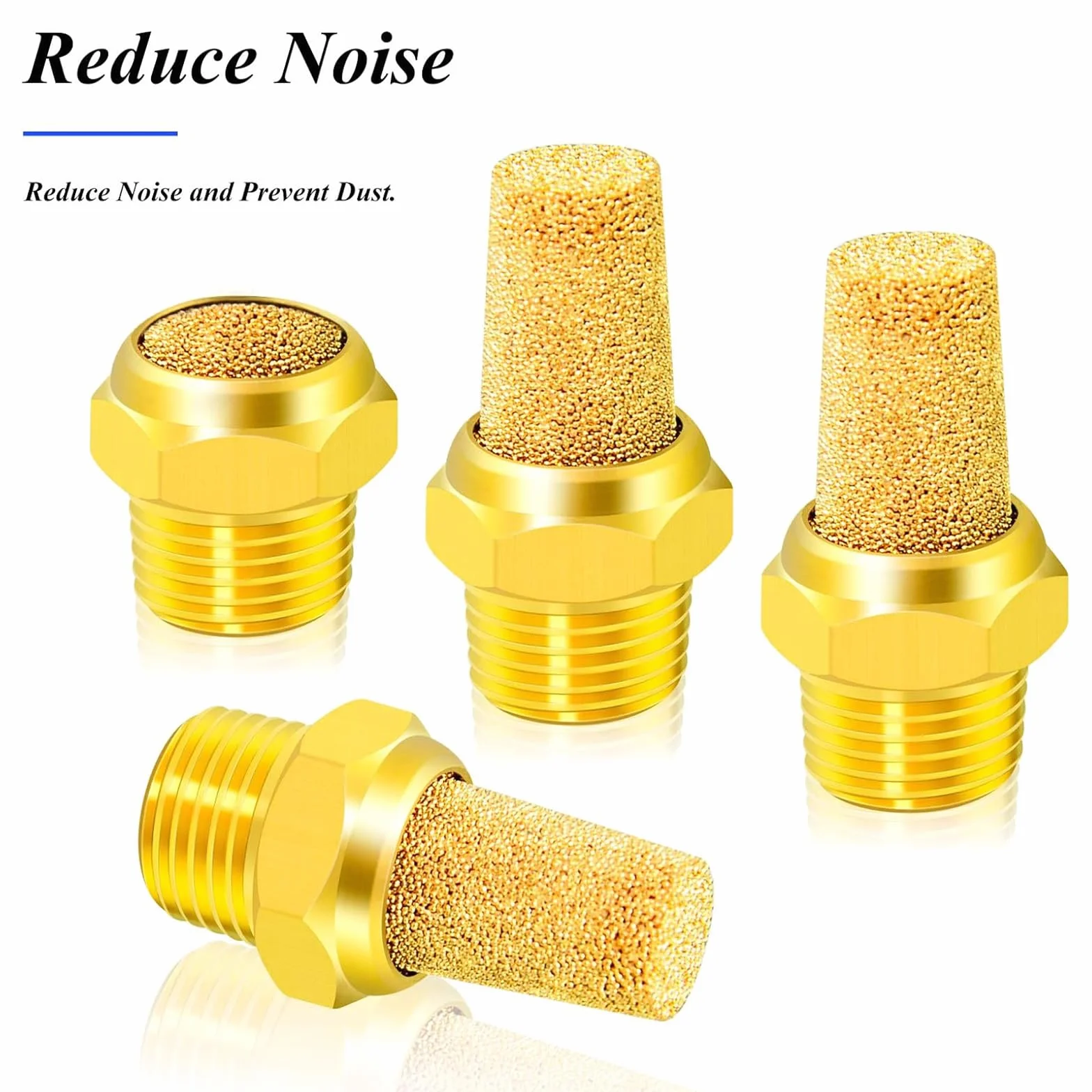 TAILONZ PNEUMATIC Silenziatore di in bronzo sinterizzato 1/4 pollice BSP Corpo in ottone sporgente confezione da 10