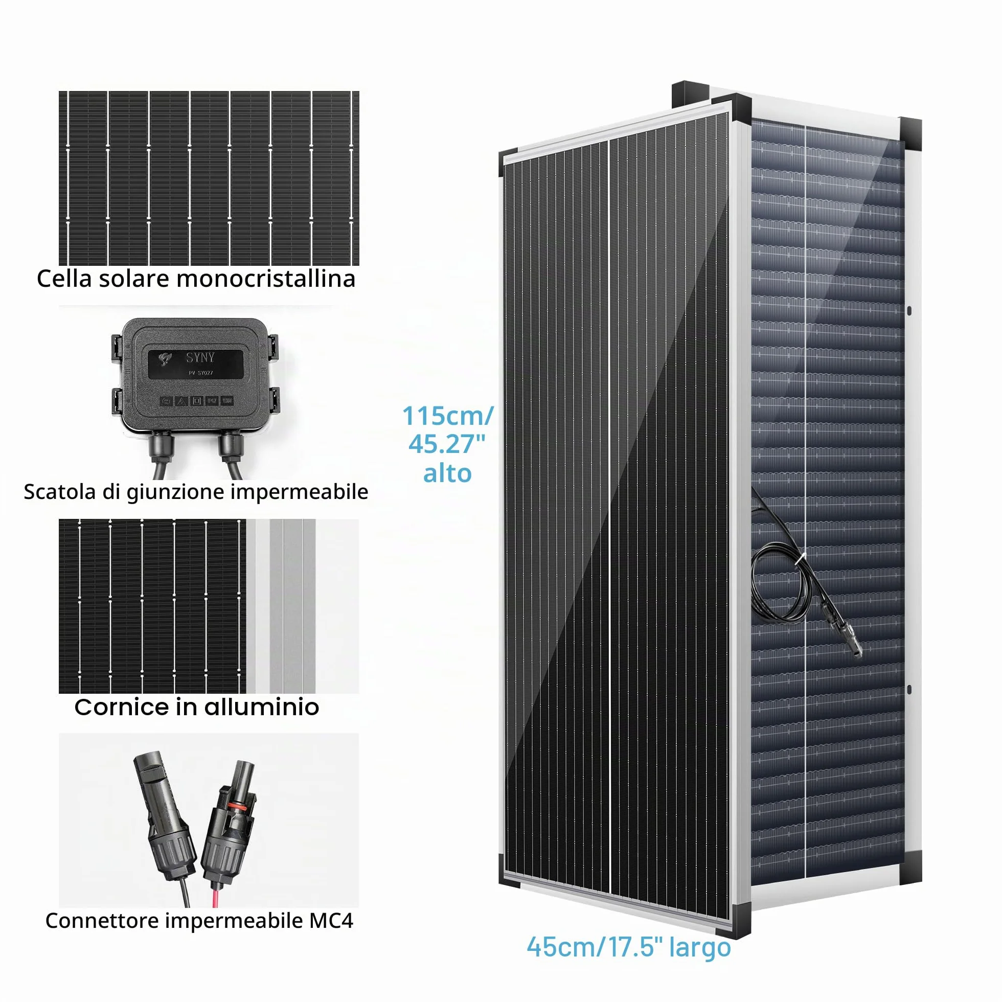 Nicesolar Pannello solare da 100 W, 12 V, sistema off-grid per pannello solare, batteria di ricarica per campeggio, controller di ricarica solare da 20A cavo solare, per casa, auto, capannone, camper