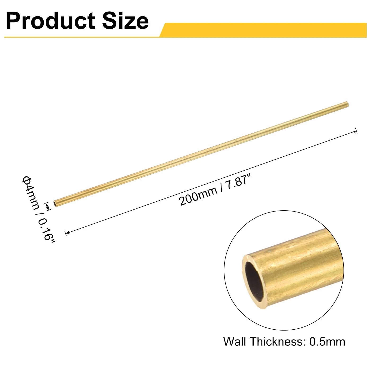 QUARKZMAN Tubo Ottone H62 4mm x 0.5mm x 200mm Senza Saldature per Fai-Da-Te