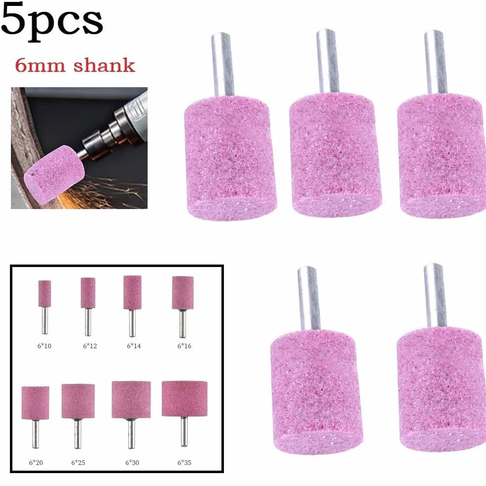 Mole abrasive con cilindri in pietra montati su gambo da 6 mm per lucidatura giada legno metallo (6 x 10)