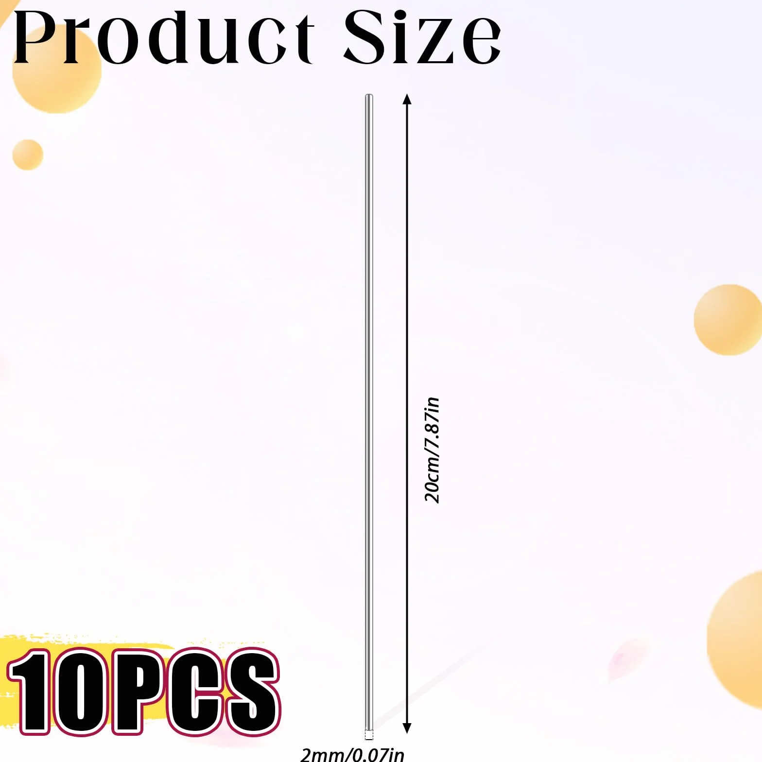 Barre tonde piene in acciaio inox 304, 2 mm x 200 mm, 10 pezzi per fai da te e modellismo