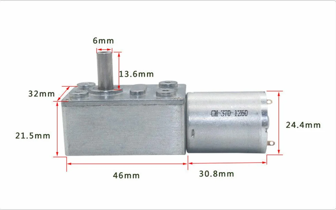 Motore elettrico 12 V DC12 V Ingranaggio a vite senza fine 2 RPM fino a 375 RPM Riduttore Motoriduttore Bassa Velocità 370 Serie Reversibile Alta Coppia 6 mm Diametro frizione (DC12 V 2 RPM)