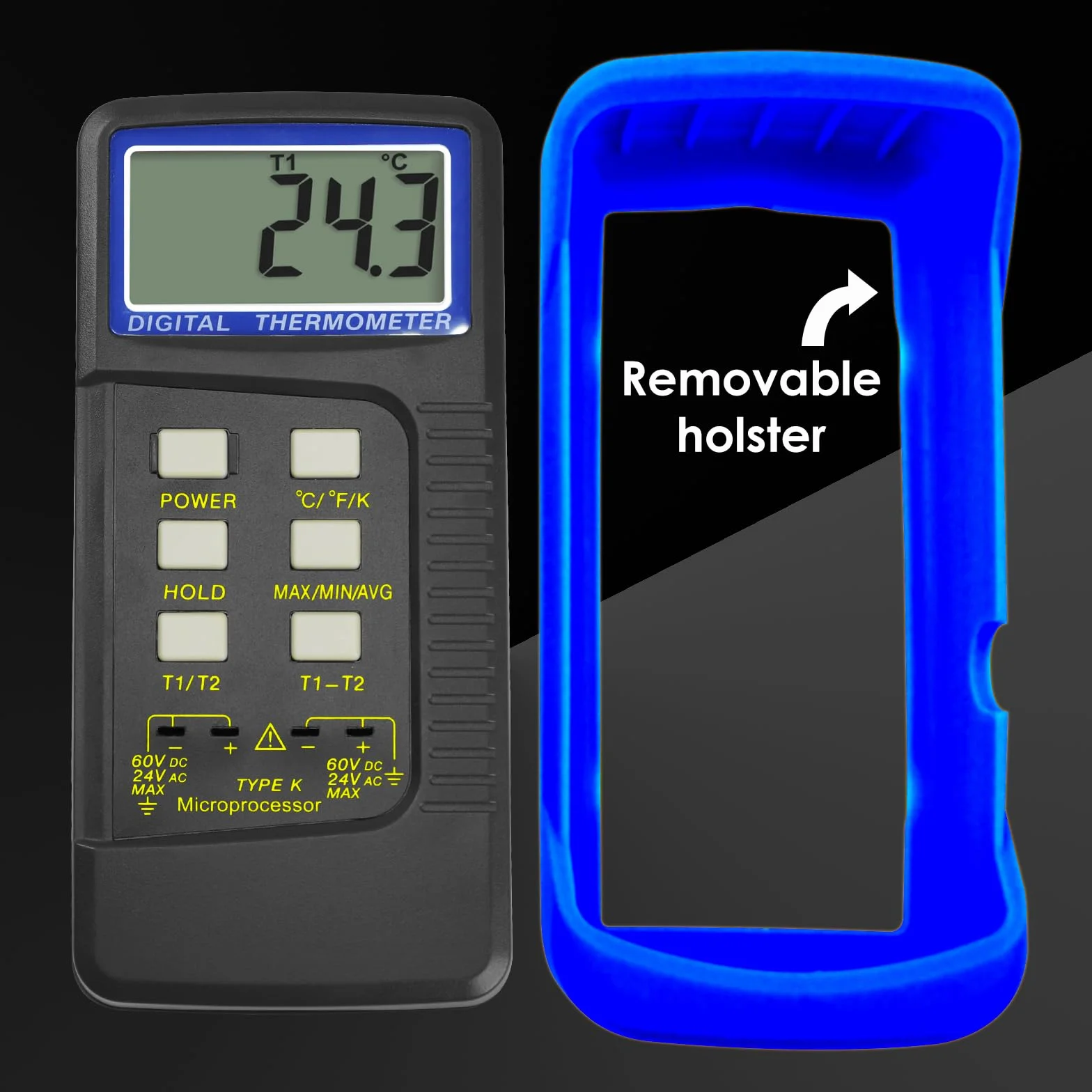 GAIN EXPRESS Termocoppia Tipo K Termometro 4 Sonde Acciaio Inossidabile Doppio Canale Alta Temperatura Kelvin