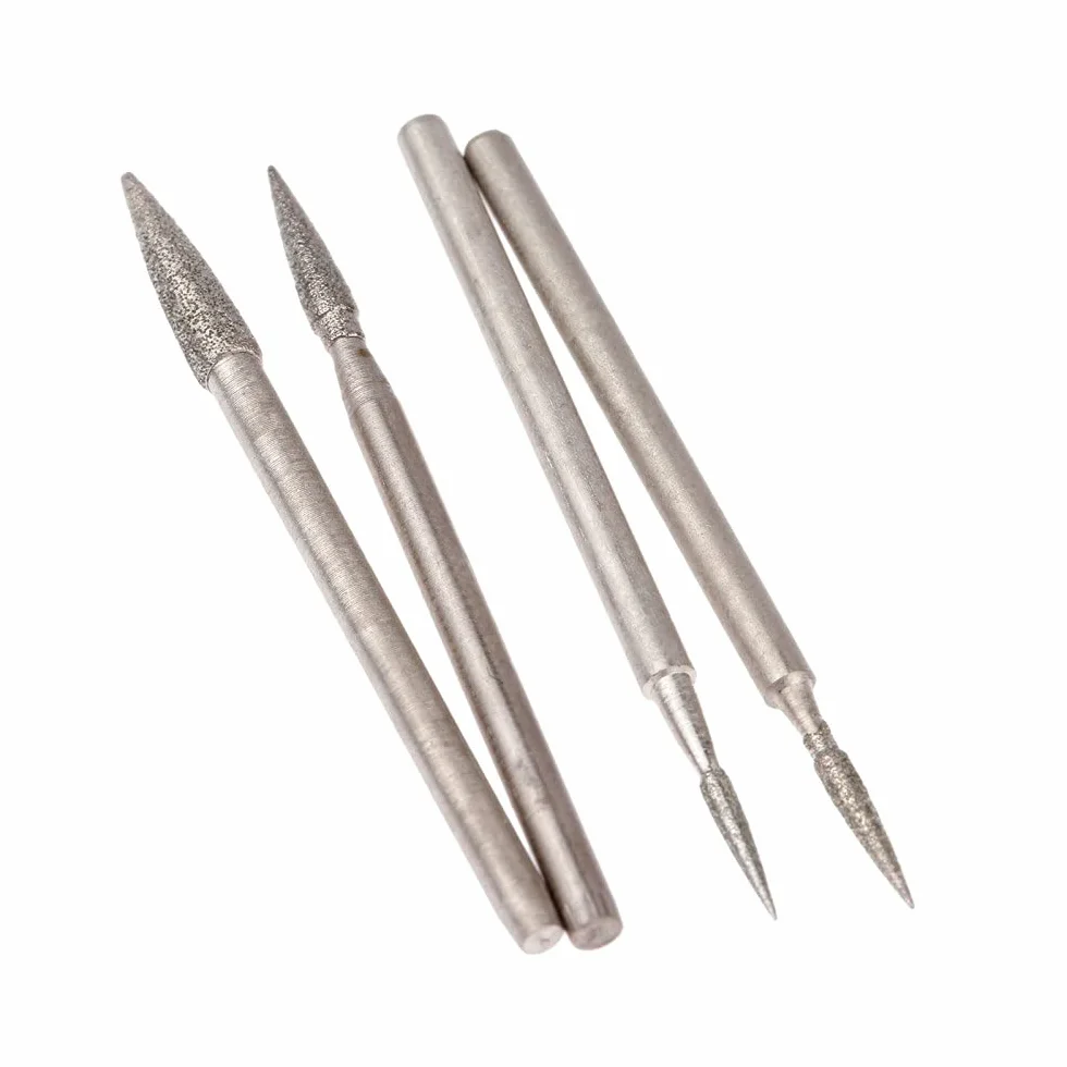 6Pcs per Dremel Accessori Galvanotecnica Diamante Testa di molatura 2.35mm Gambo lucidato Ago Lucidato Pietra di giada Strumento per incisione, come mostrato