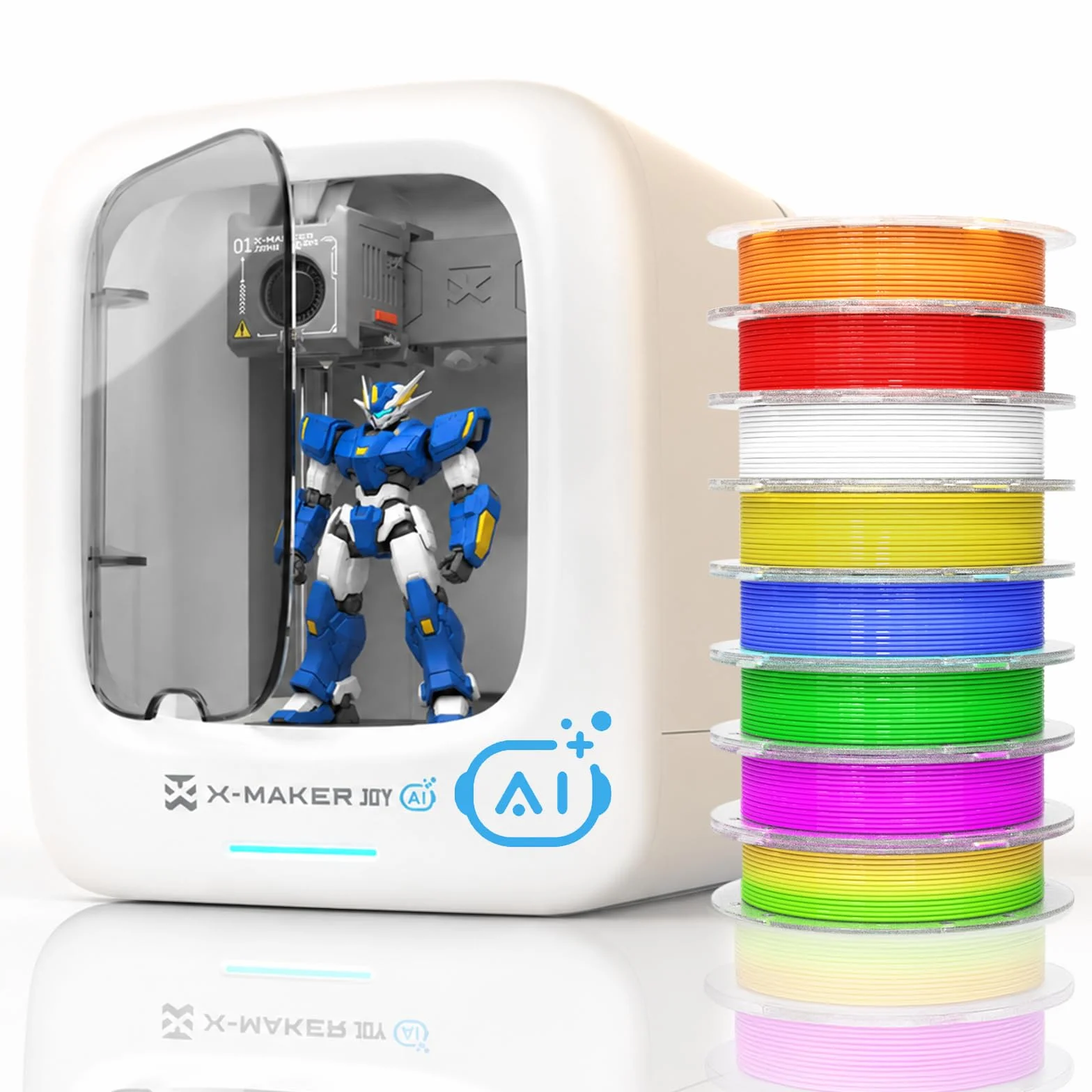 Stampa 3D AI, Kit con 8 Filamenti PLA, Funzione Di Design AI, Ampia Libertà Creativa, Velocità Fino A 400 Mm/S, con 16+ Mini Moduli 3D, Controllo tramite App, X-Maker Joy AI+