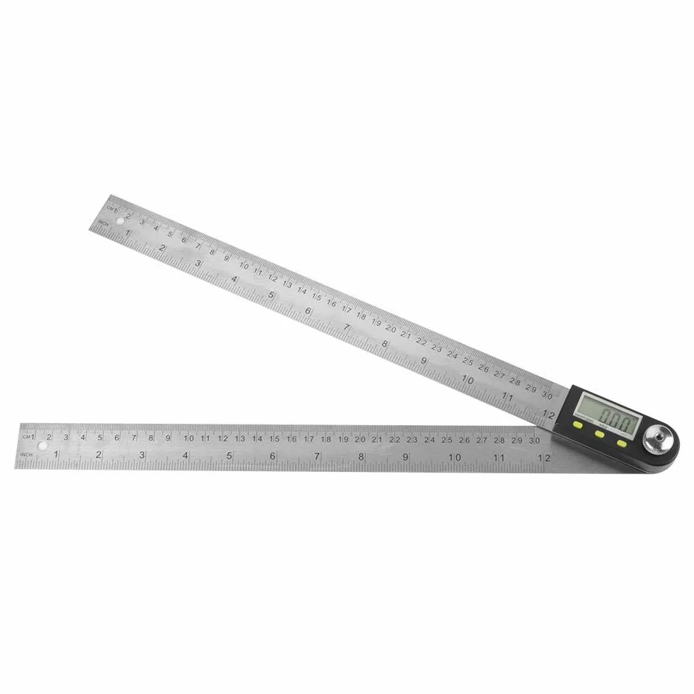 Goniometro Digitale 2 in 1 Angle Finder 0-300mm 360 ° in acciaio inox Goniometro elettronico Goniometro Gauge Righello Display LCD con funzione di blocco