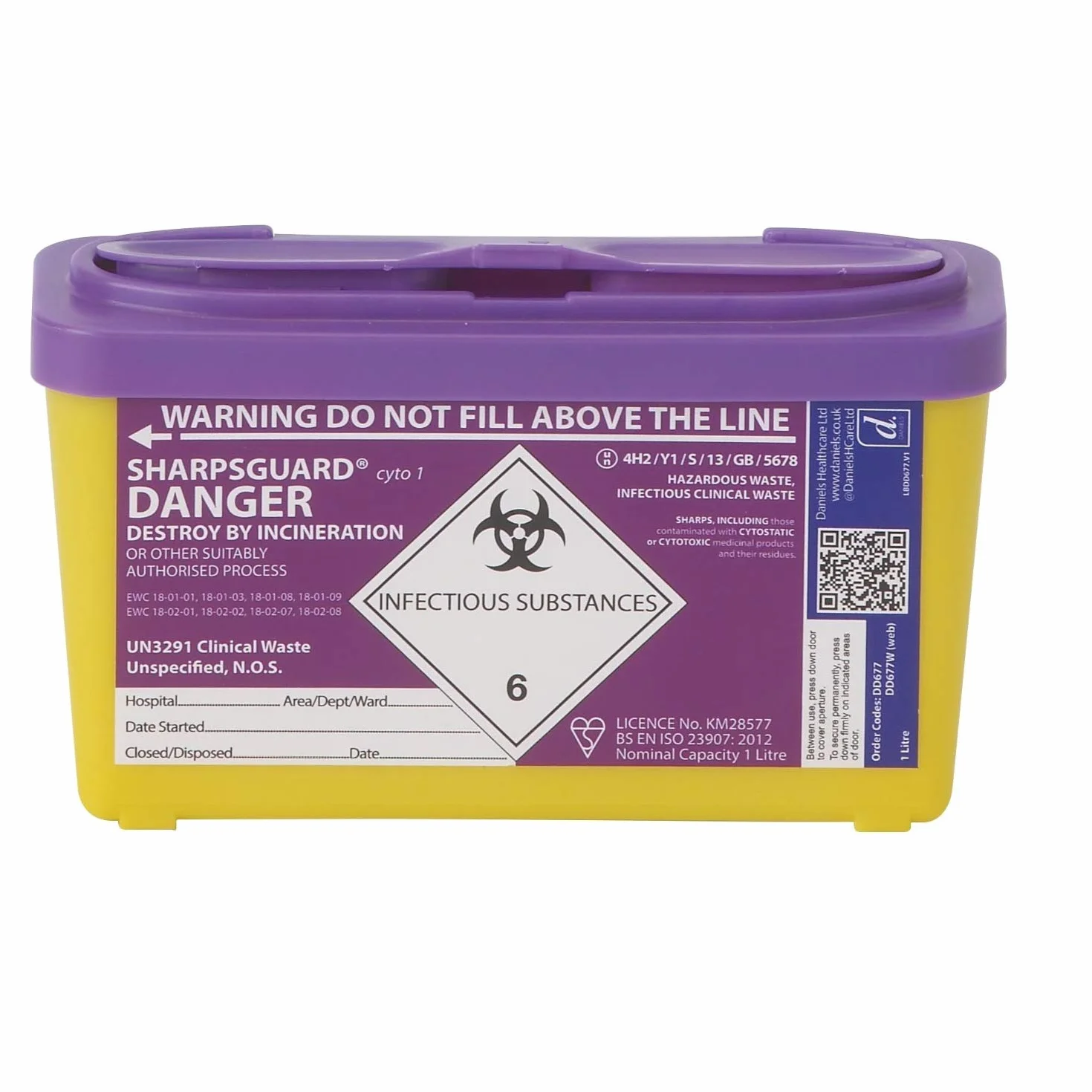 Cyto Contenitore Rifiuti Sanitari 1 Litro Viola Coperchio