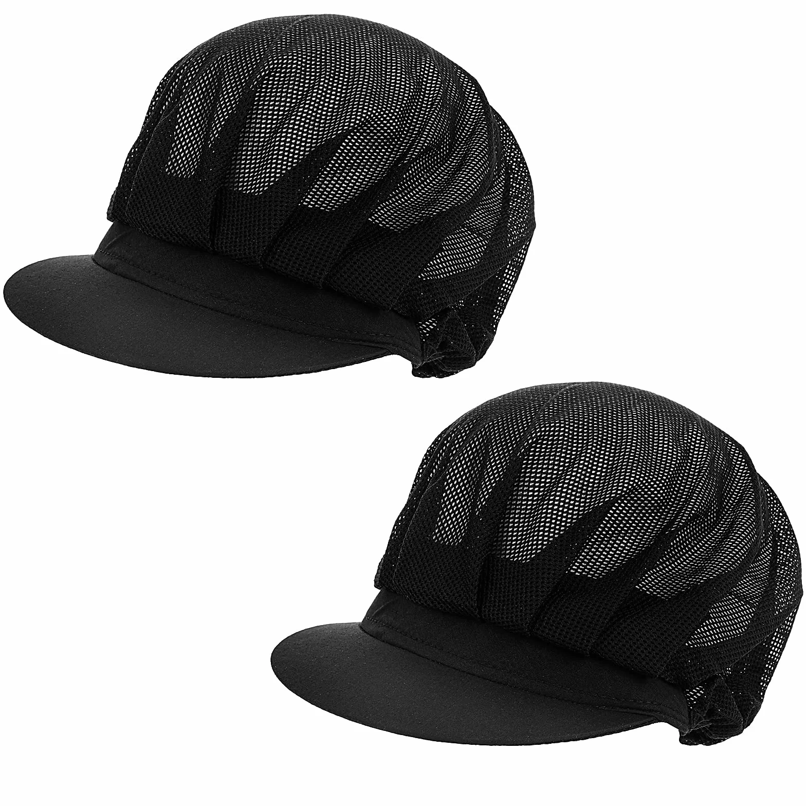 Cappello da Cuoco in Cotone Nero Donna Cucina Chef Baker Cuffia Alimentare Ristorante Raffreddamento Riutilizzabile 2 Pezzi