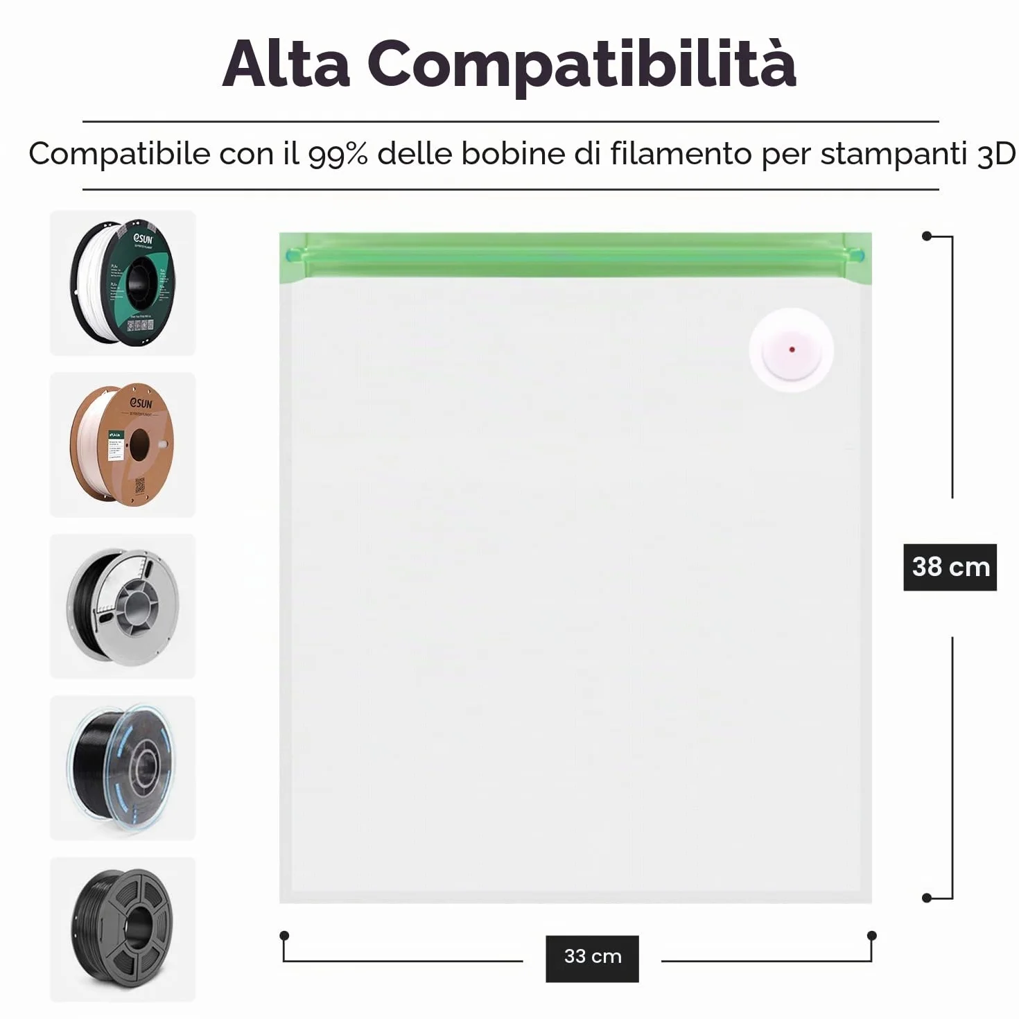 eSUN Upgrade Kit Sottovuoto, 10pz Stampante 3D Filamento Compressione Sottovuoto con pompa USB, riutilizzabile filamento a prova di umidità sacchetto sigillato sottovuoto