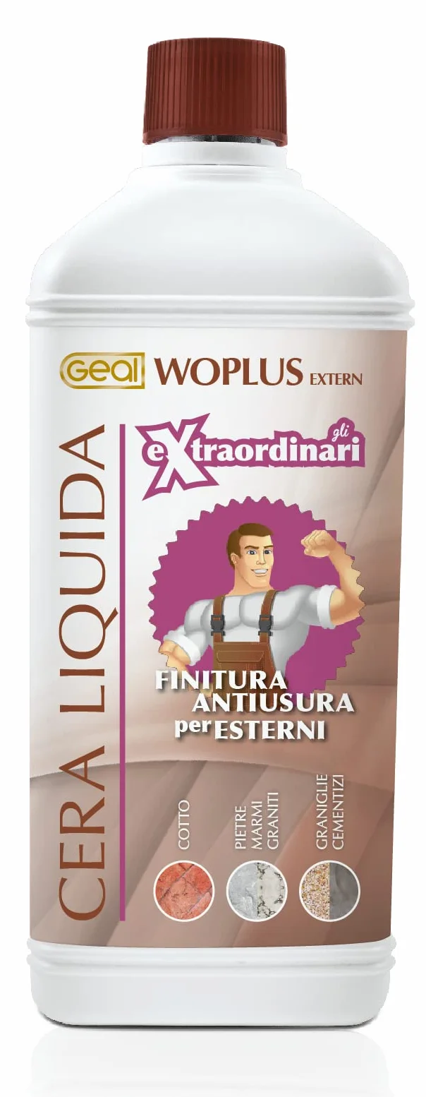 GEAL WOPLUS EXTERN. Cera liquida antiusura, protettiva e antimacchia. Specifica per esterni. 1 Litro