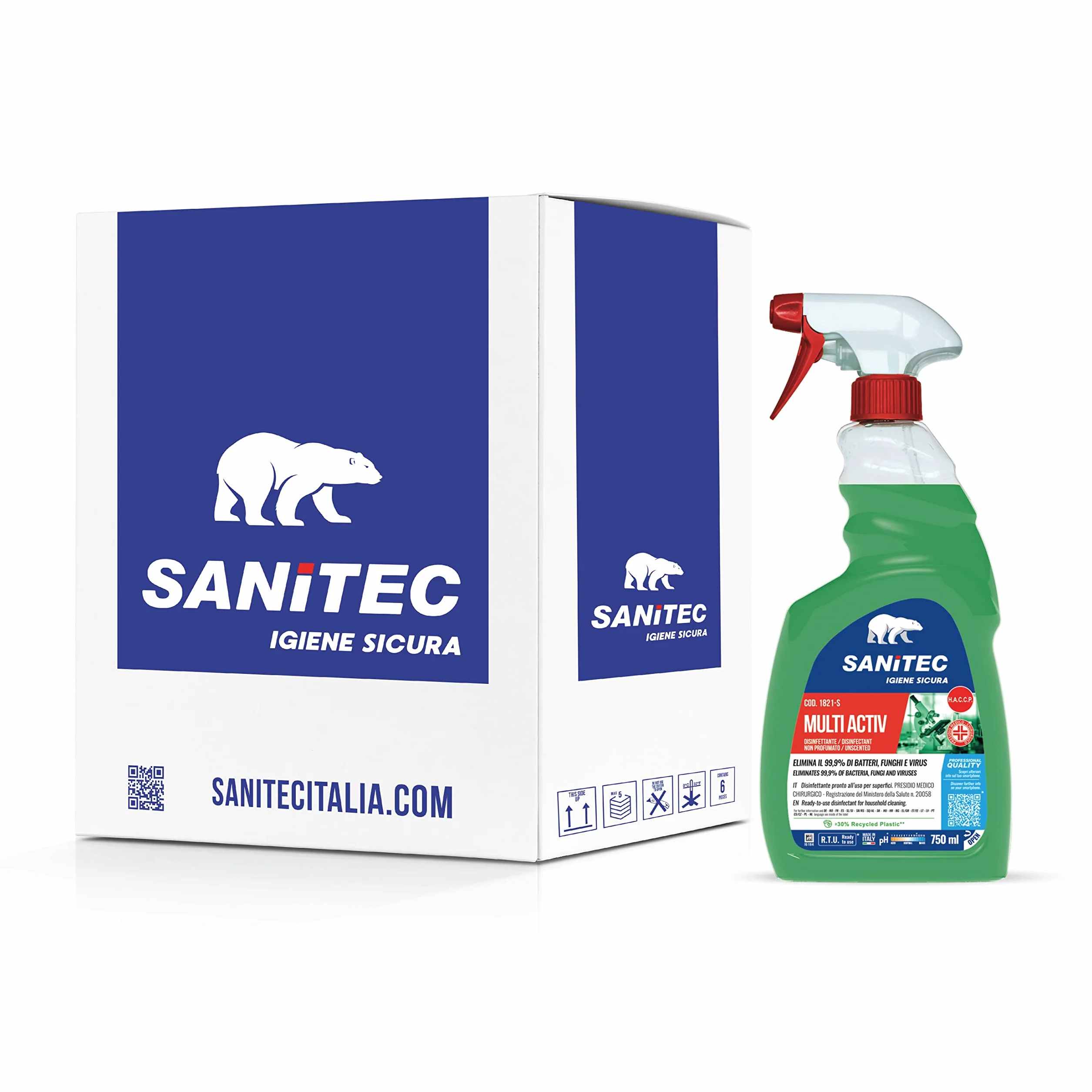 Sanitec Multi Activ Sgrassante Disinfettante Multiuso 6x750 ml