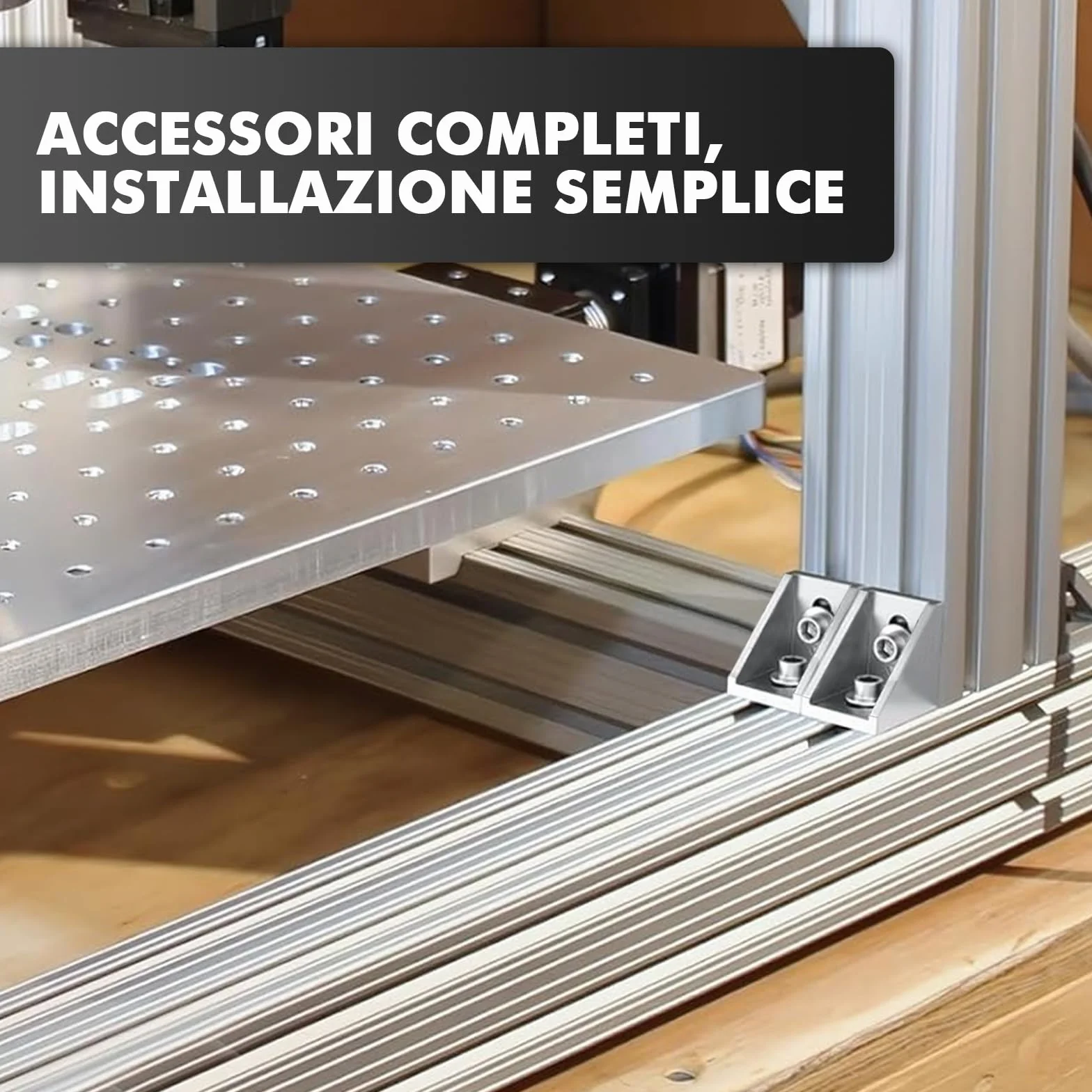 Profilo in Alluminio Angolare 20x20mm 12pz Connettore Angolare 90 Gradi