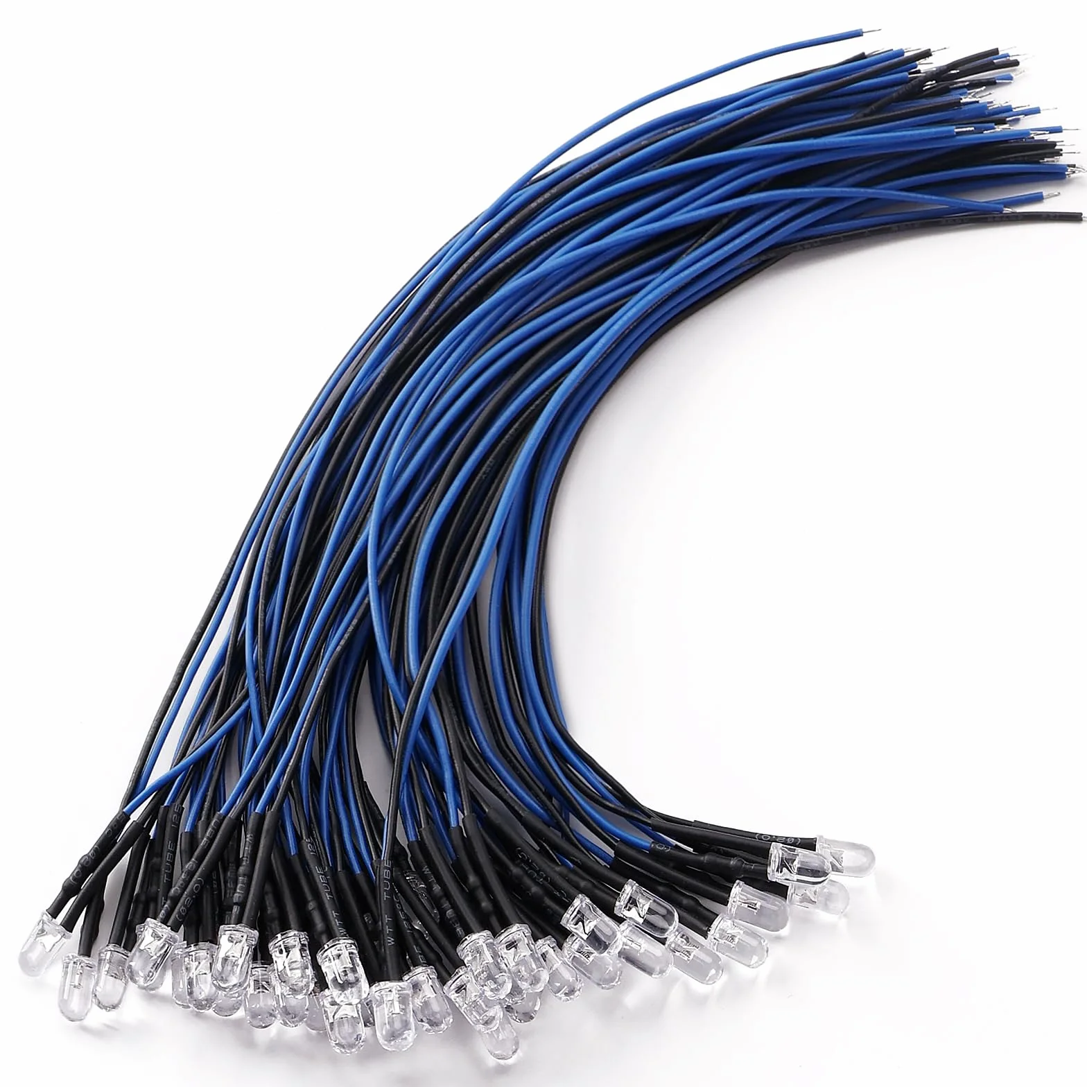 YIXISI 40 Pezzi 5mm LED Diodo 12V 20cm Blu Luce Precablata