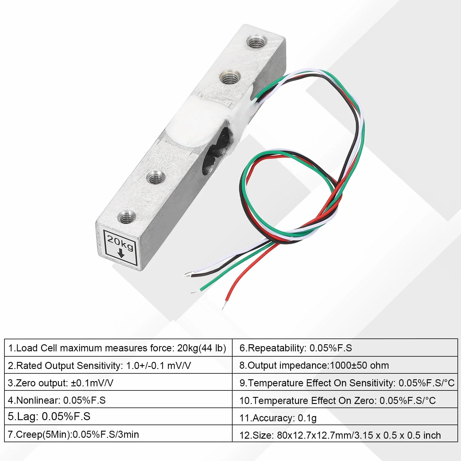 QUARKZMAN 4 Set Sensore Di Peso A Cella Di Carico Digitale 20KG + Modulo HX711 Sensore Di Pesatura 24 Bit Precisione A/D Doppio Canale 20x33 mm Per Kit Bilancia Elettronica Cucina Portatile