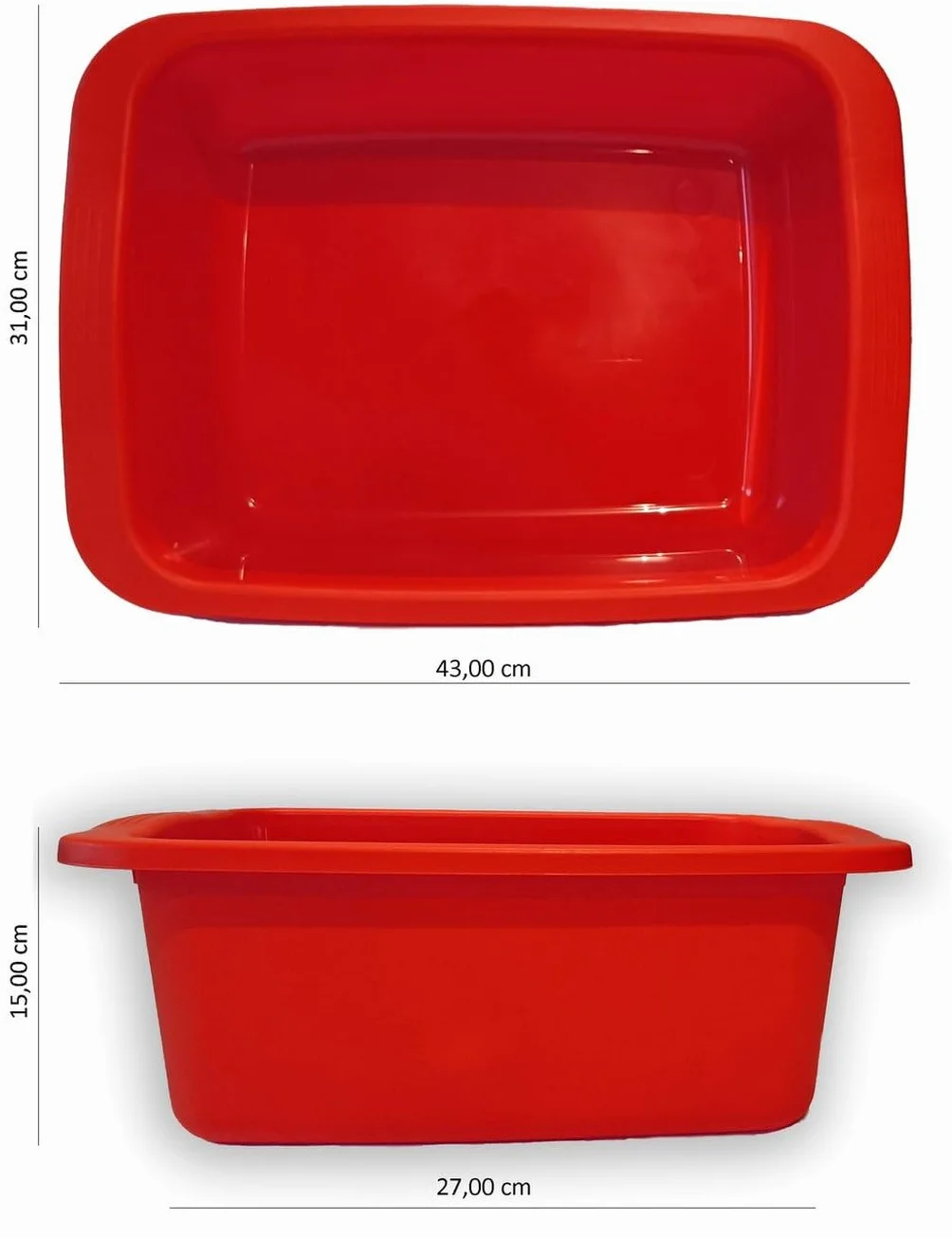 START Macchiavelli catino rettangolare rosso. Bacinella in plastica di capacità 10L. Vaschetta multiuso misure 42 x 31 x 15,5 cm