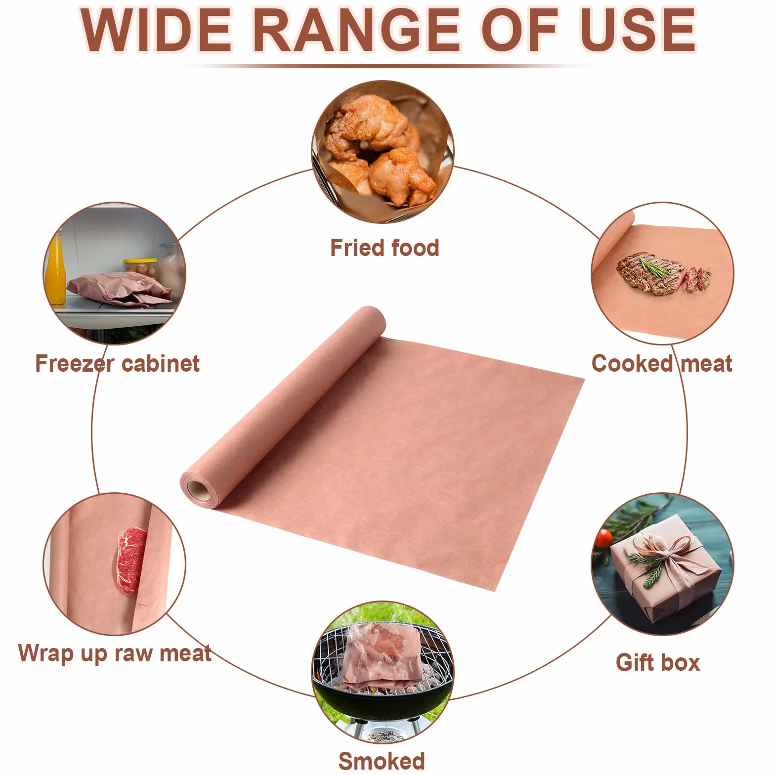 AiQInu Butcher Paper BBQ 44cm×150cm, Carta per Barbecue, Carta Kraft per Barbecue, Affumicatore, Carne di Pesce