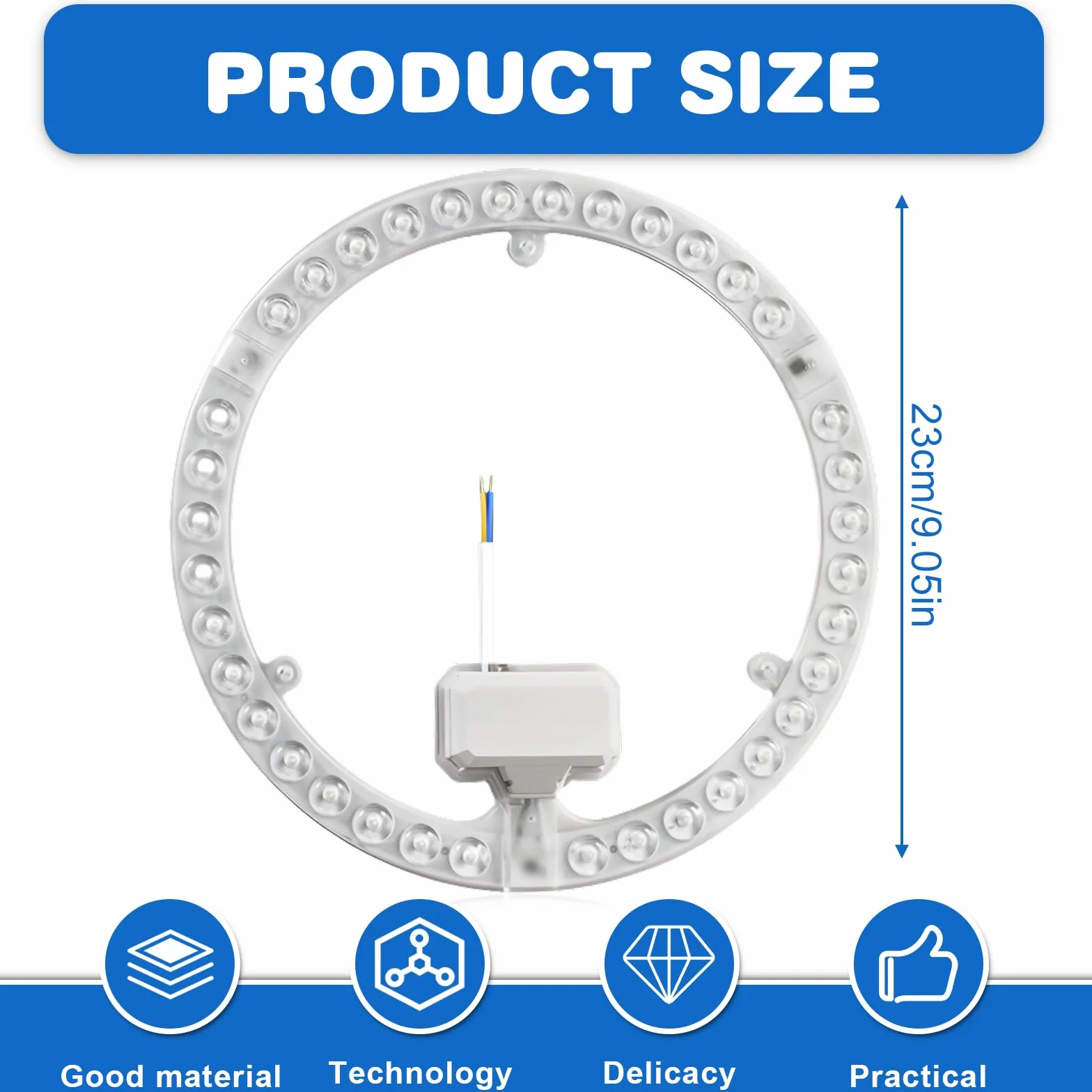 Kit di conversione LED da 36 W con modulo ad anello Lampada ad anello Ø23 cm bianca Scheda di conversione 6500K per plafoniere da 2 moduli da soffitto