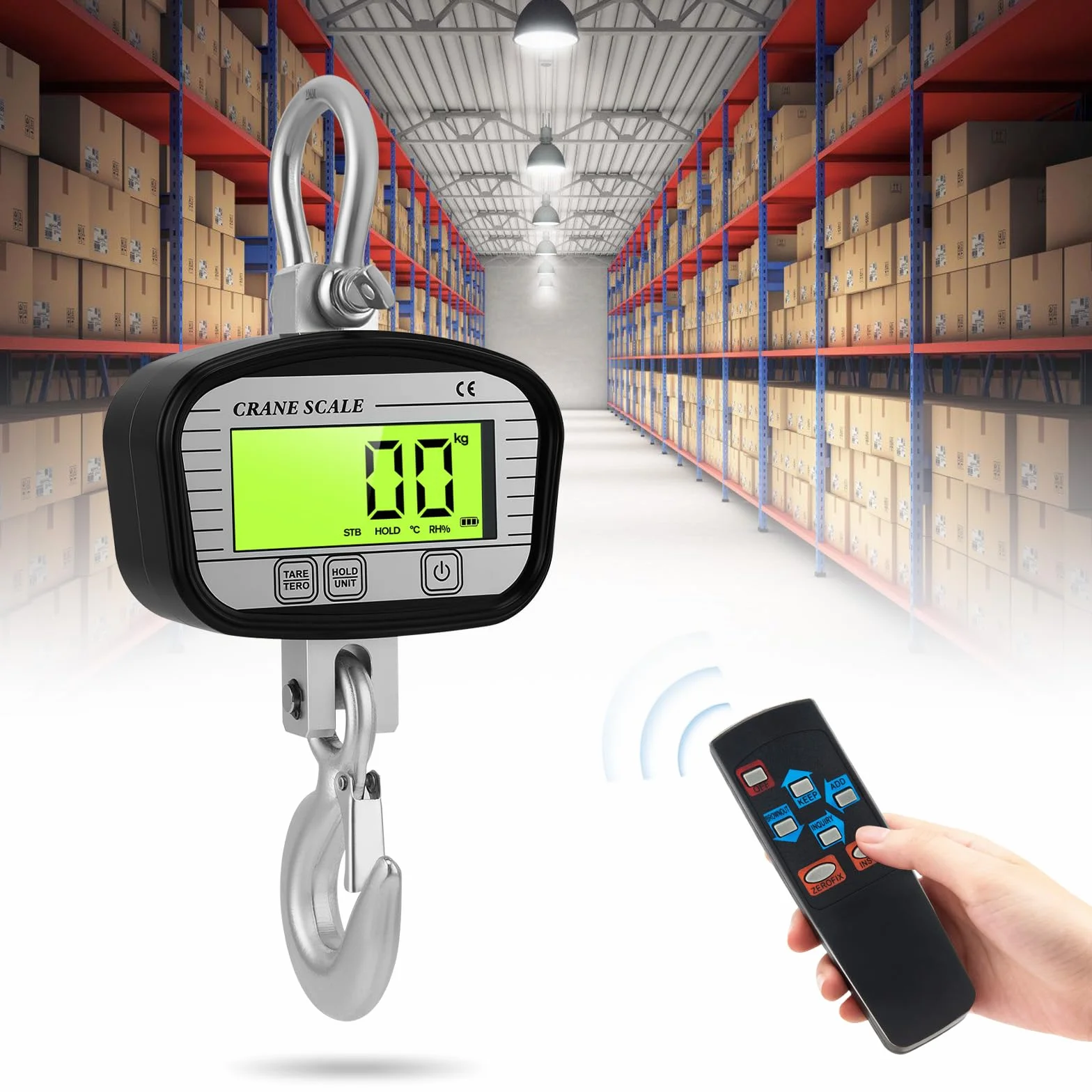 Bilancia sospesa digitale 2000 kg 4000 lb portatile da appendere con display LCD telecomodo in alluminio