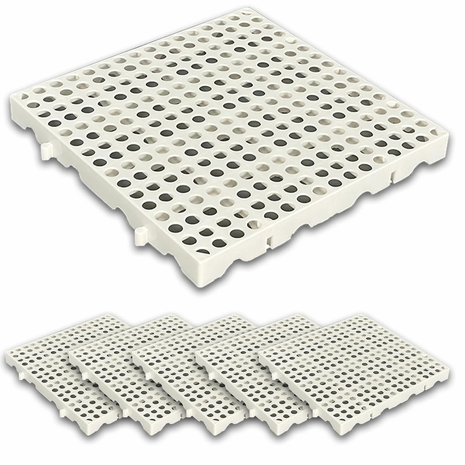 6 Pallet in Plastica, Pallet per Veicoli, Leggeri, Impermeabili e Impilabili, per lo Stoccaggio in Cantina, Garage e Magazzino(White,50x50cm/20x20in)