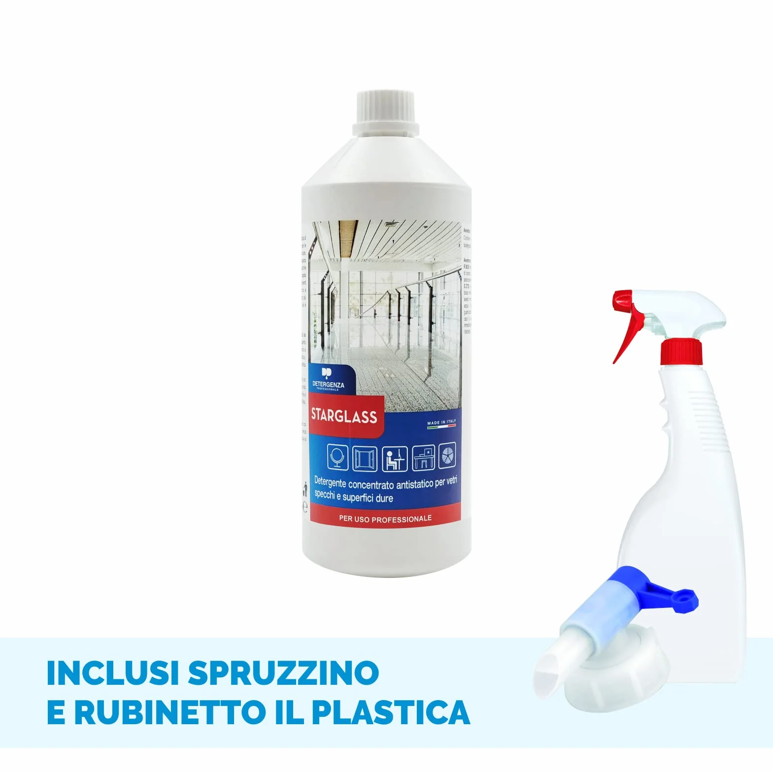 STARGLASS DETERGENTE CONCENTRATO Antistatico per VETRI SPECCHI E SUPERFICI DURE 1 L