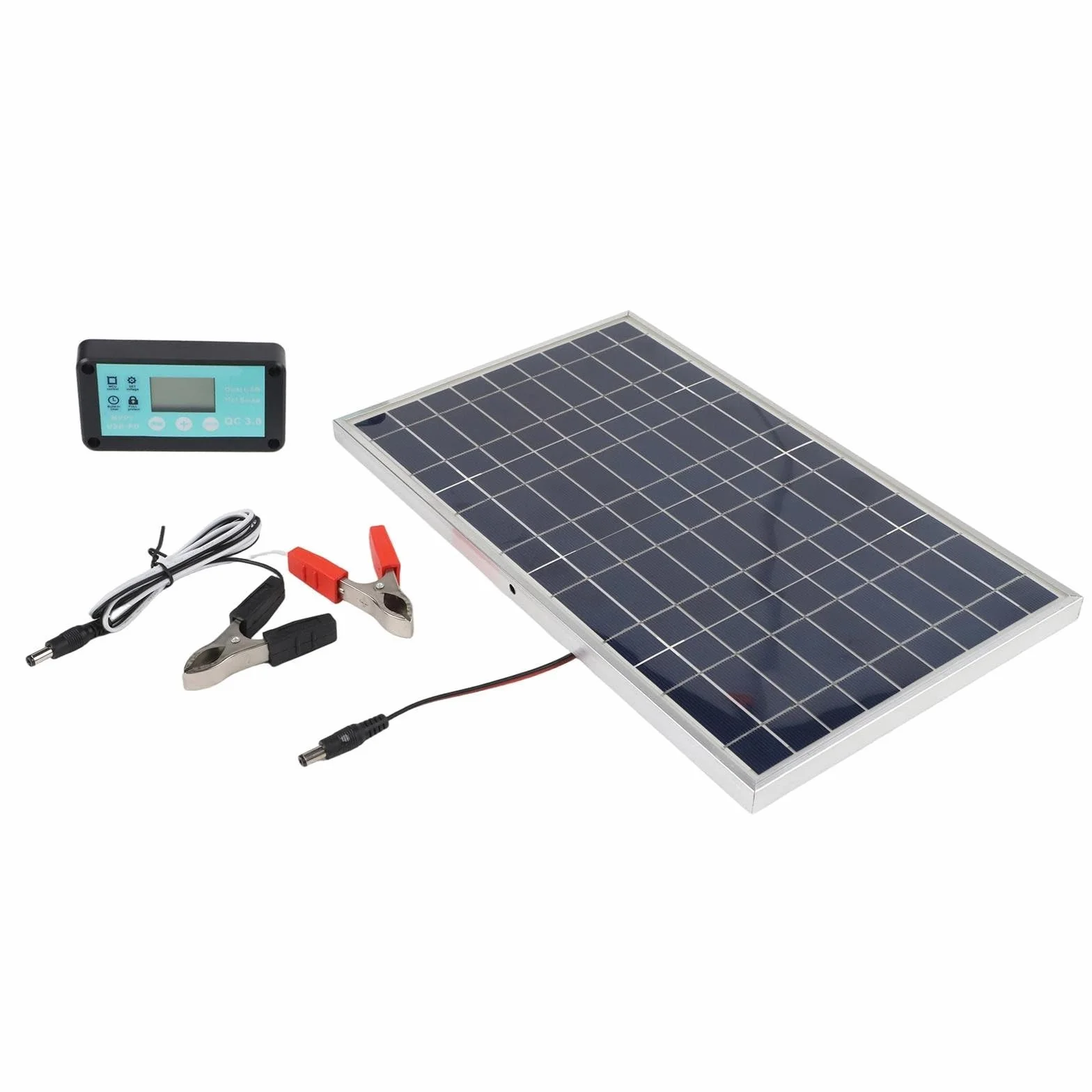 Kit pannello solare da 100W con telaio in alluminio e scatola di giunzione IP67, include controller per ricarica efficiente a 12V/24V in camper, barche, campeggi
