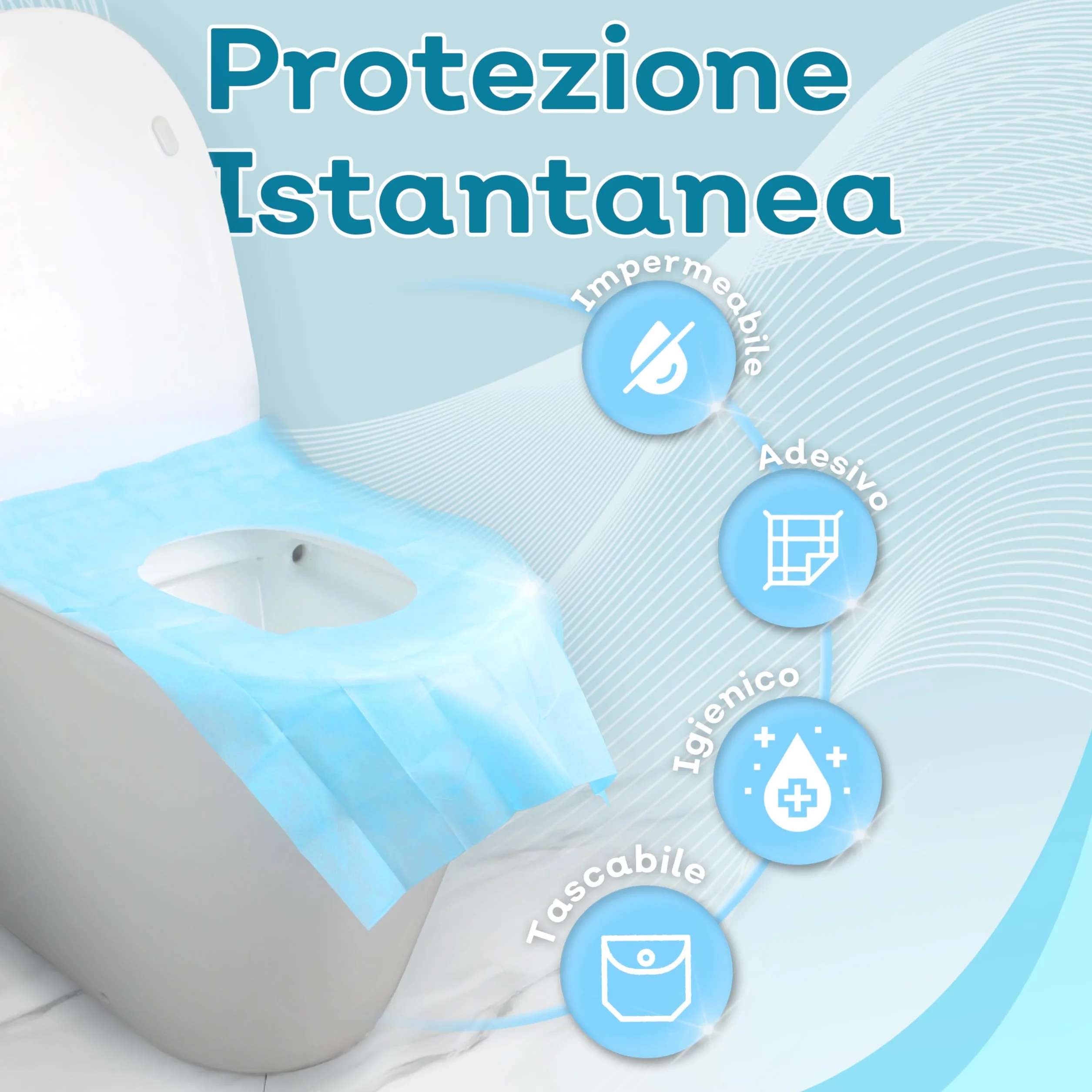 Copriwater usa e getta con copertura totale e adesivi antiscivolo - guanti igienici