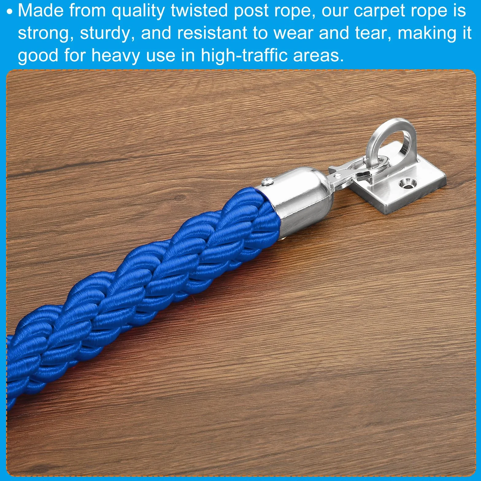 PATIKIL Stanchion Corda, 2Pz 1,2m/3,9 Piedi Barriera Corda Corda di Sicurezza barriera per Pali Stand Coda Divisore Folla Controllo Hotel, Blu Argento