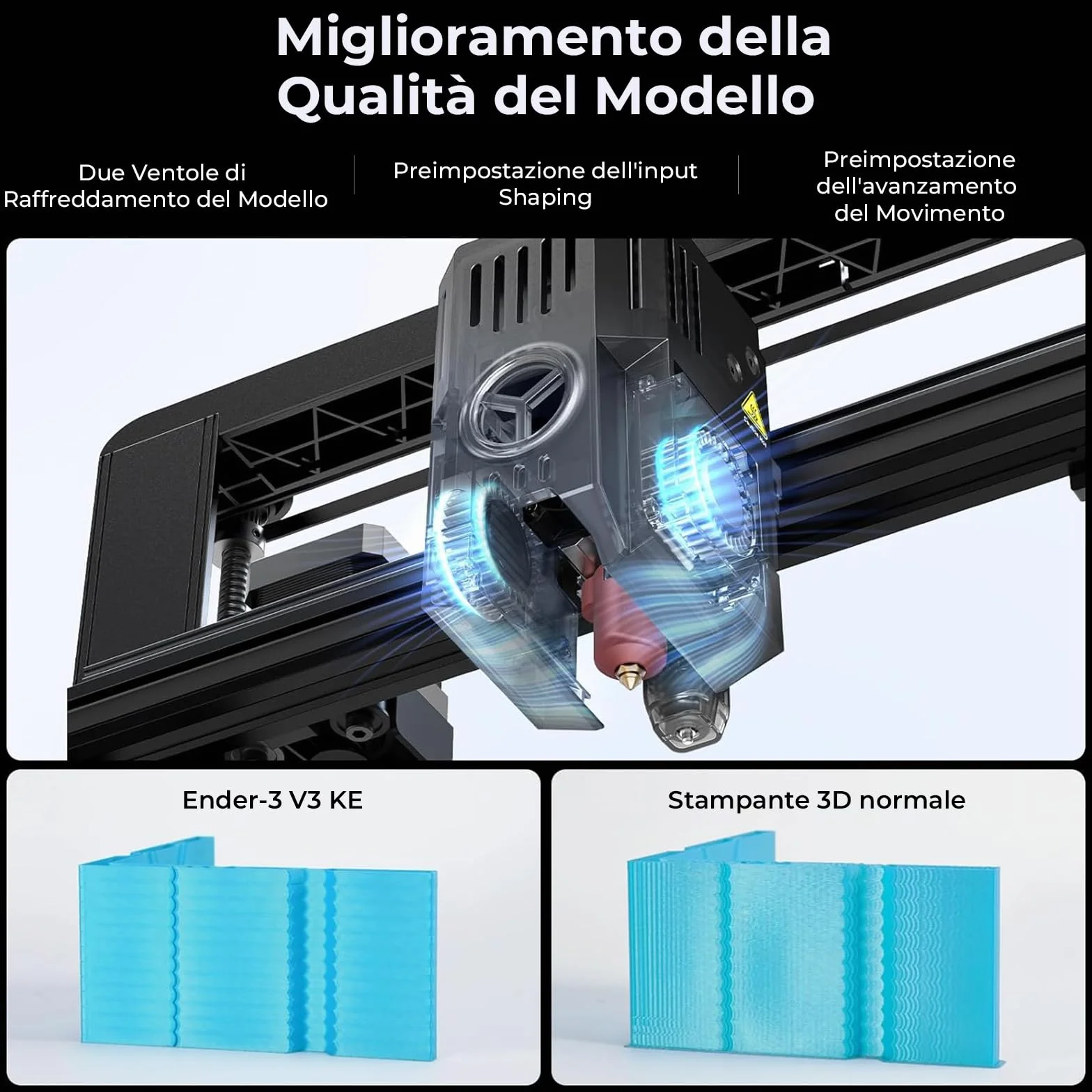Creality Stampante 3D Ender 3 V3 KE, 500 mm/s di Stampa ad Alta Velocità con Livellamento Automatico, Printer 3D L'estrusore Diretto Sprite Supporta la Stampa a 300℃, Volume di Stampa 220×220×250 mm