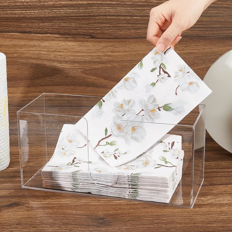 DICOSMETIC 2 dispenser di asciugamani di carta da banco in acrilico trasparente, 26 x 12 x 10,5 x 10,4 cm, portatovaglioli a tre pieghe per bagno e cucina piegati a Z