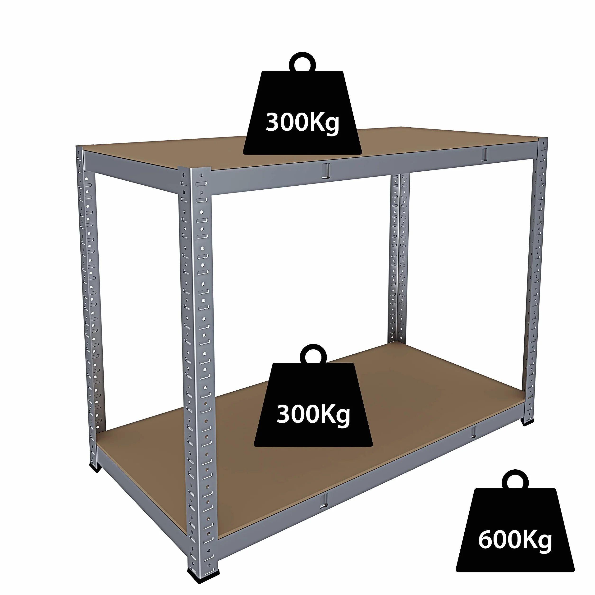 Banco Tavolo Da Lavoro Senza Bulloni In Acciaio Metallo e MDF Portata Fino a 600 Kg Con 2 Ripiani Regolabili Ideale Per Garage Officina Cantina Capannone Magazzino Design Modulare 87 x 120 x 60 cm