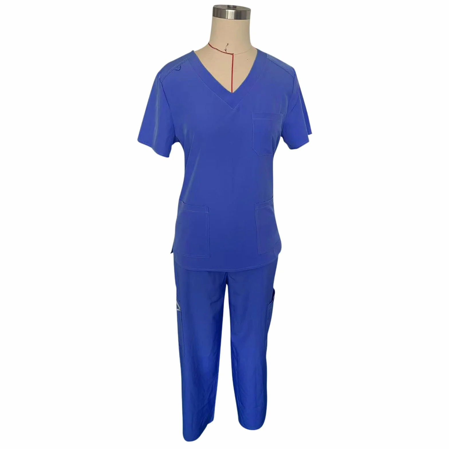 Divisa Sanitaria Donna Infermiere Set Casacca Pantalone Uniformi Ospedaliere Cordoncino Camice Medico