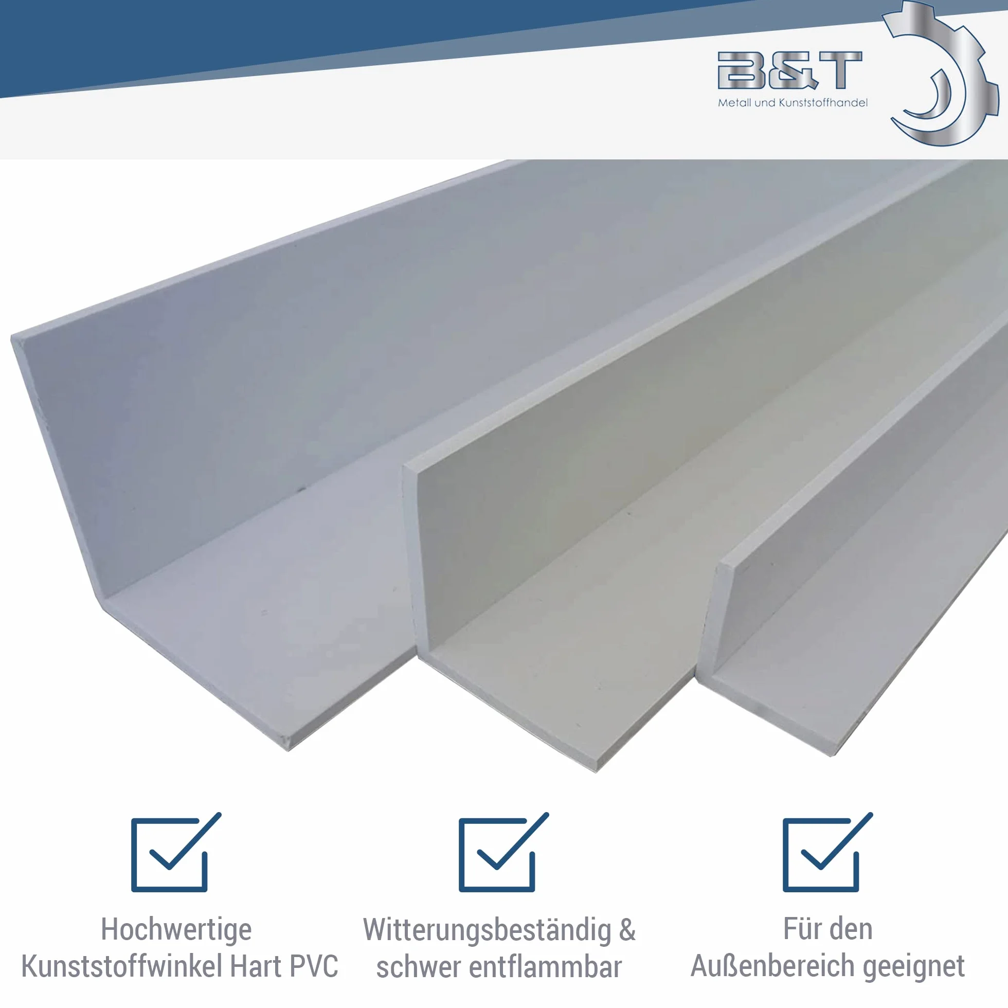 B&T Metall Angolo di plastica rigida, in PVC, bianco, 60 x 40 x 2,5 mm, lunghezza 2 metri