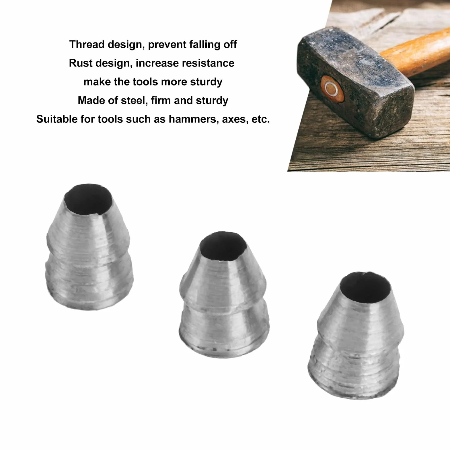 Cuneo con Manico per Ascia, 20 Pezzi Manico in Acciaio per Martello, Cunei Metallo Diametro 8 mm